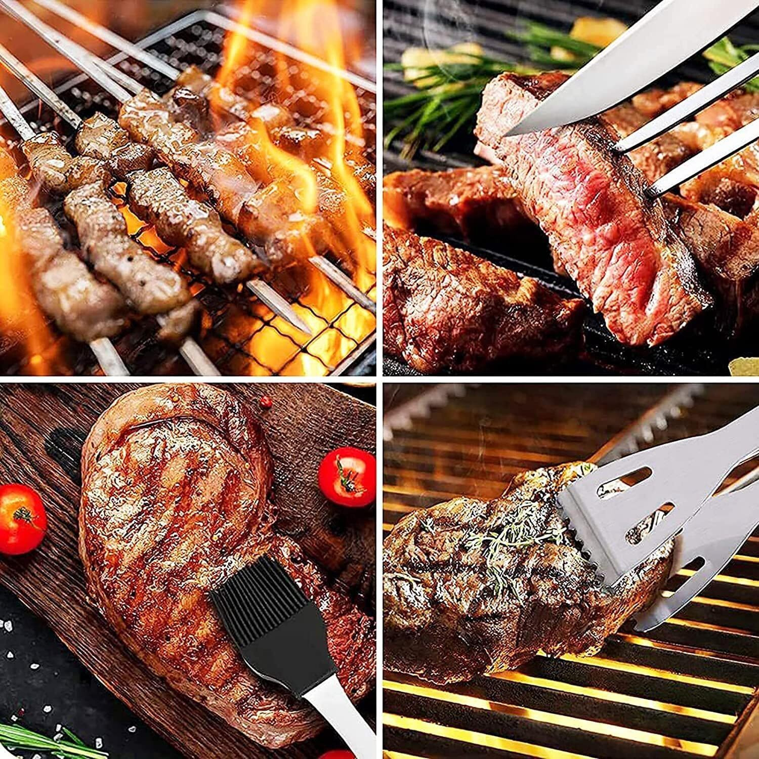 Bbq Accessories Kit - 20Pcs Stainless Bbq Grill Tools Set For Smoker Camping Barbecue Grilling Tools Bbq Utensil Set Outdoor Cooking Tool Set With Canvas Bag Gift For Thanksgiving Day, Christmas