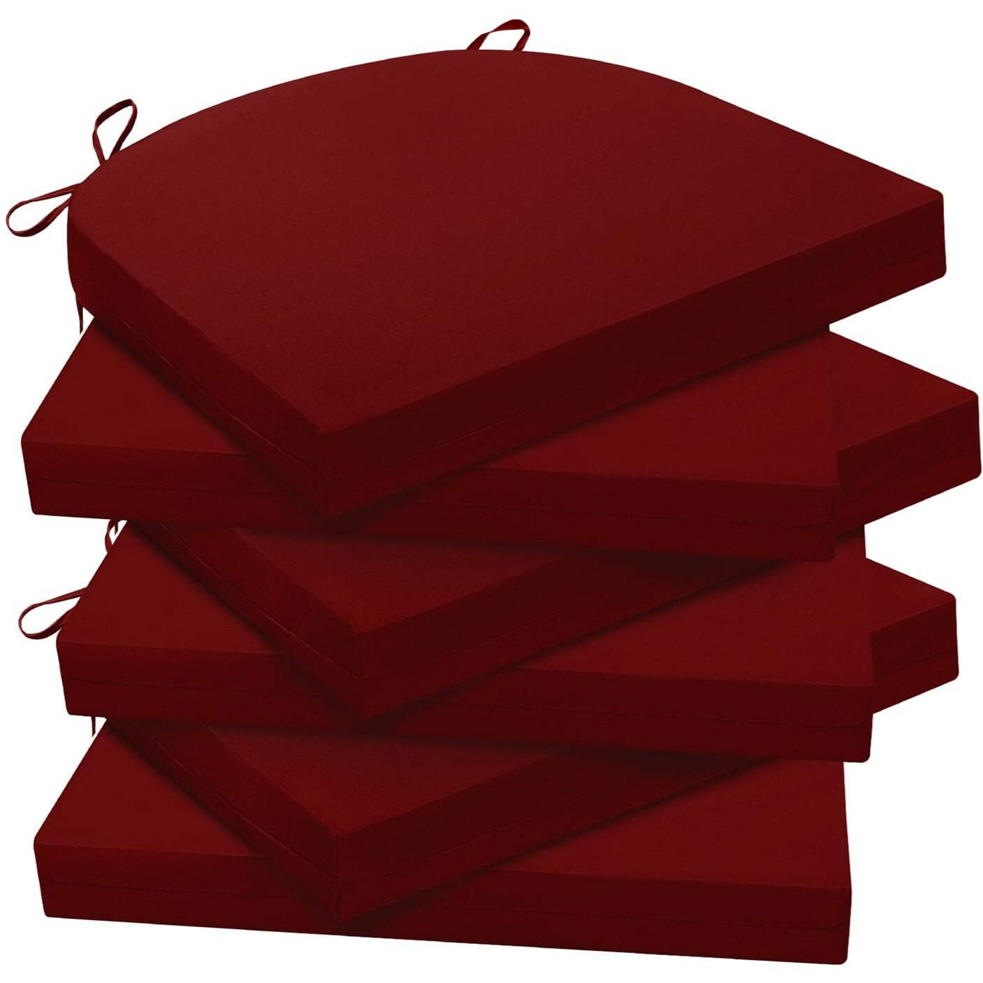 Wellsin Outdoor Chair Cushions For Patio Furniture - Patio Chair Cushions Set Of 6 - Waterproof Round Corner Outdoor Seat Cushions 17"&quotX16"&quotX2"", Burgundy