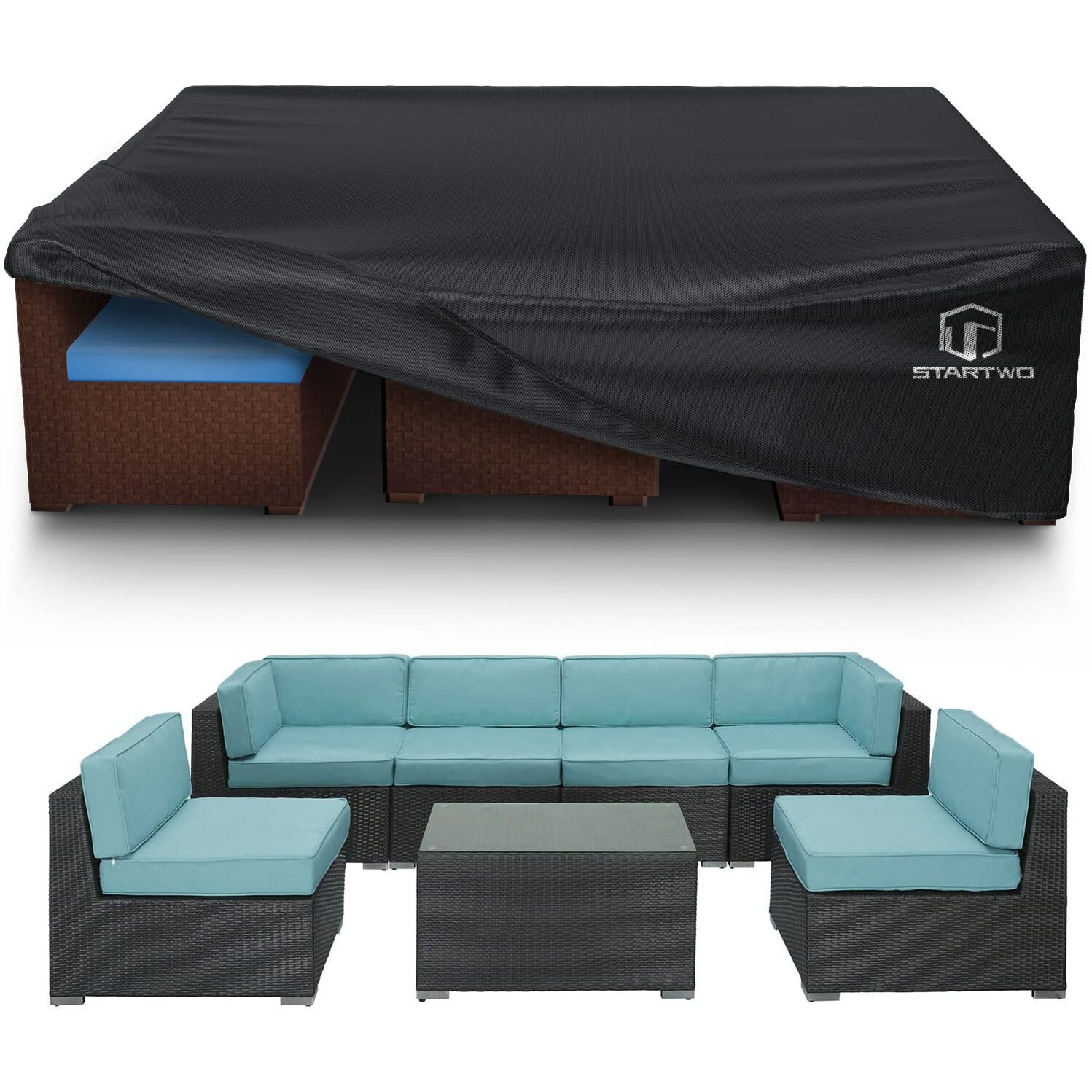 Startwo Patio Furniture Covers Waterproof, Anti-Uv Tear-Resistant Heavy Duty Outdoor Furniture Cover For Sectional Sofa, Patio Table Cover, 78"&quotLx62"&quotWx30"&quotH, Black