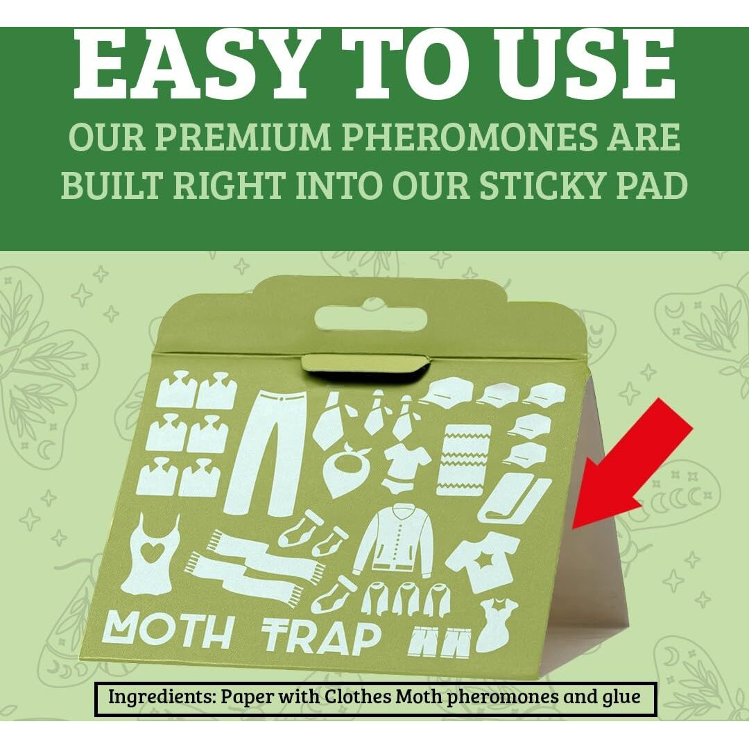 Clothes Moth Traps 6 Pack | Child And Pet Safe | No Insecticides | Premium Attractant | Protect Clothes, Sweaters, Wool, Carpet | Safe Moth Killer