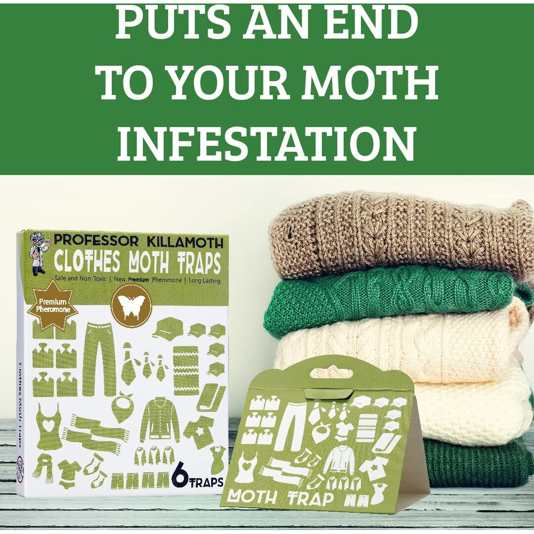 Clothes Moth Traps 6 Pack | Child And Pet Safe | No Insecticides | Premium Attractant | Protect Clothes, Sweaters, Wool, Carpet | Safe Moth Killer