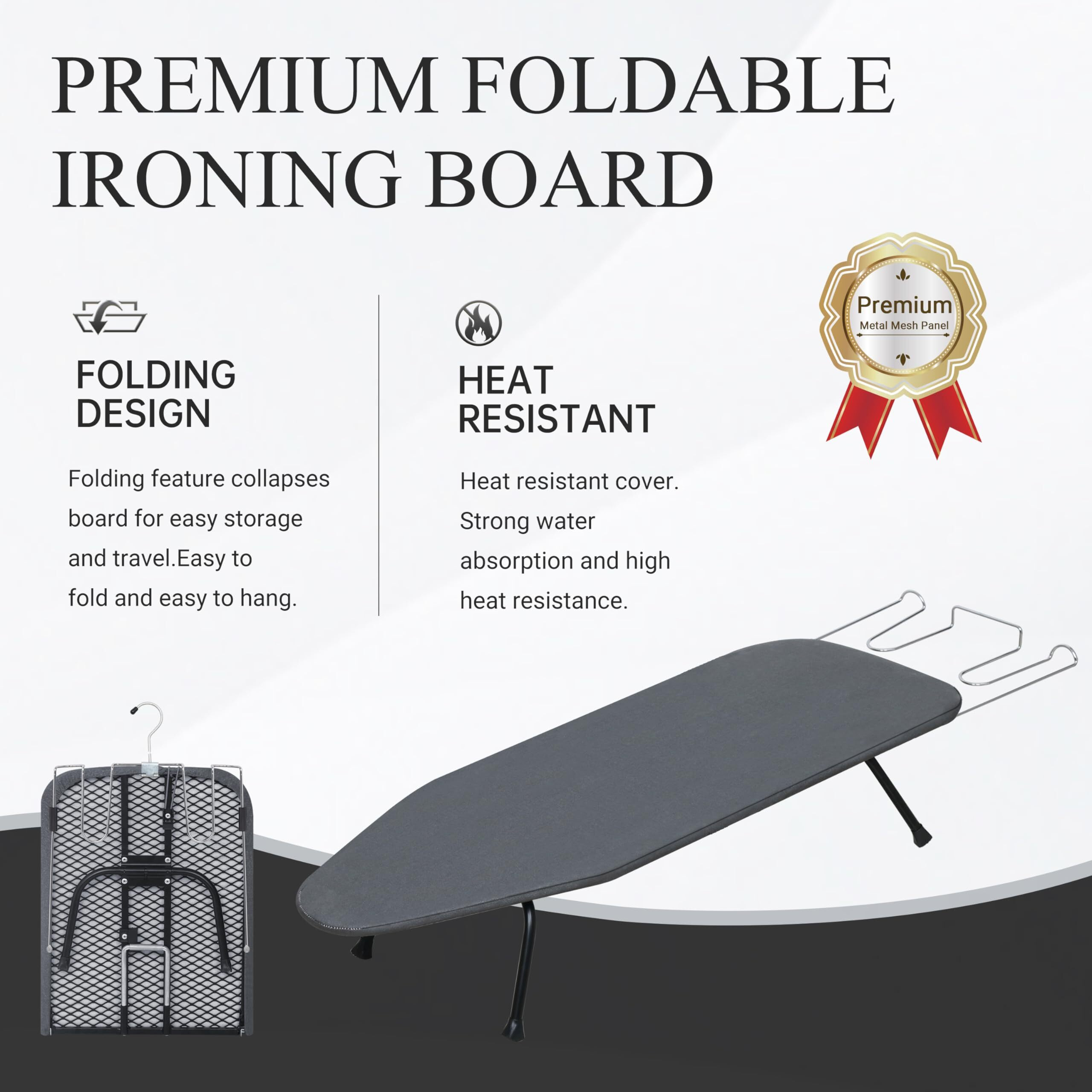 Zoes Homeware Metal Mesh Panel Tabletop Ironing Board | Foldable Iron Board | Heavy Duty Small Iron Board With Heat Resistant Cover And 100% Cotton 8Mm Thicken Pad | 31.5"&quotX11.8"&quotX6.2""
