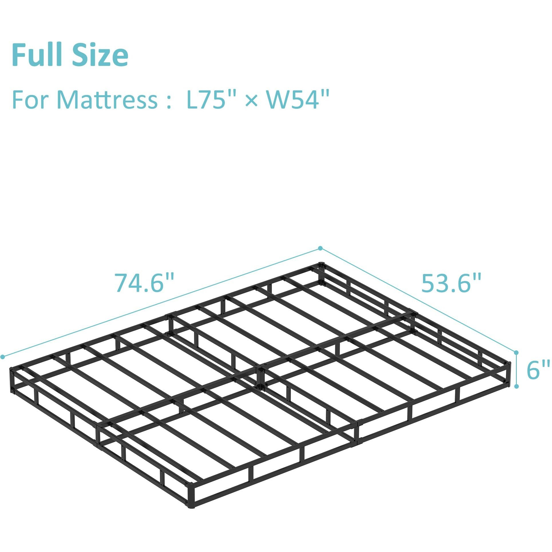 Upcanso Full Size Box Spring Bed Base 6 Inch, Low Profile Metal Boxspring Full Size With Fabric Cover, 3000 Lbs Max Weight Capacity Mattress Foundation, Noise-Free, Easy Assembly
