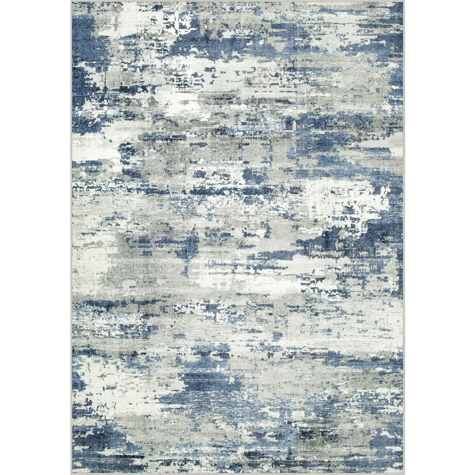 Area Rugs 9X12 Living Room Large Soft Washable Rug Modern Abstract Anti-Skid Non-Shedding Carpet Indoor Floor Thin Carpets For Bedroom Dining Room Farmhouse Nursery Home Office Grey Blue