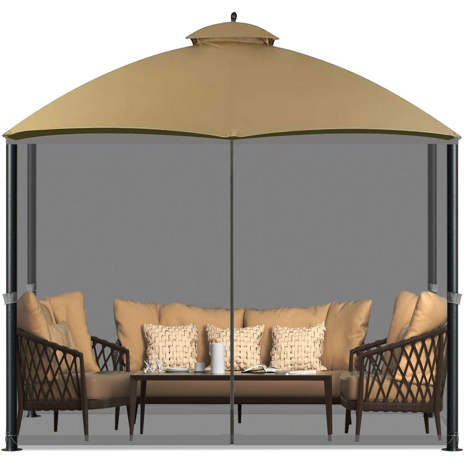 Cowvie Gazebo Replacement Netting Screen, 12' X 12' Universal Gazebo 4-Panel Mosquito Sidewalls With Double Zippers For Outdoor Patio (Only Netting)