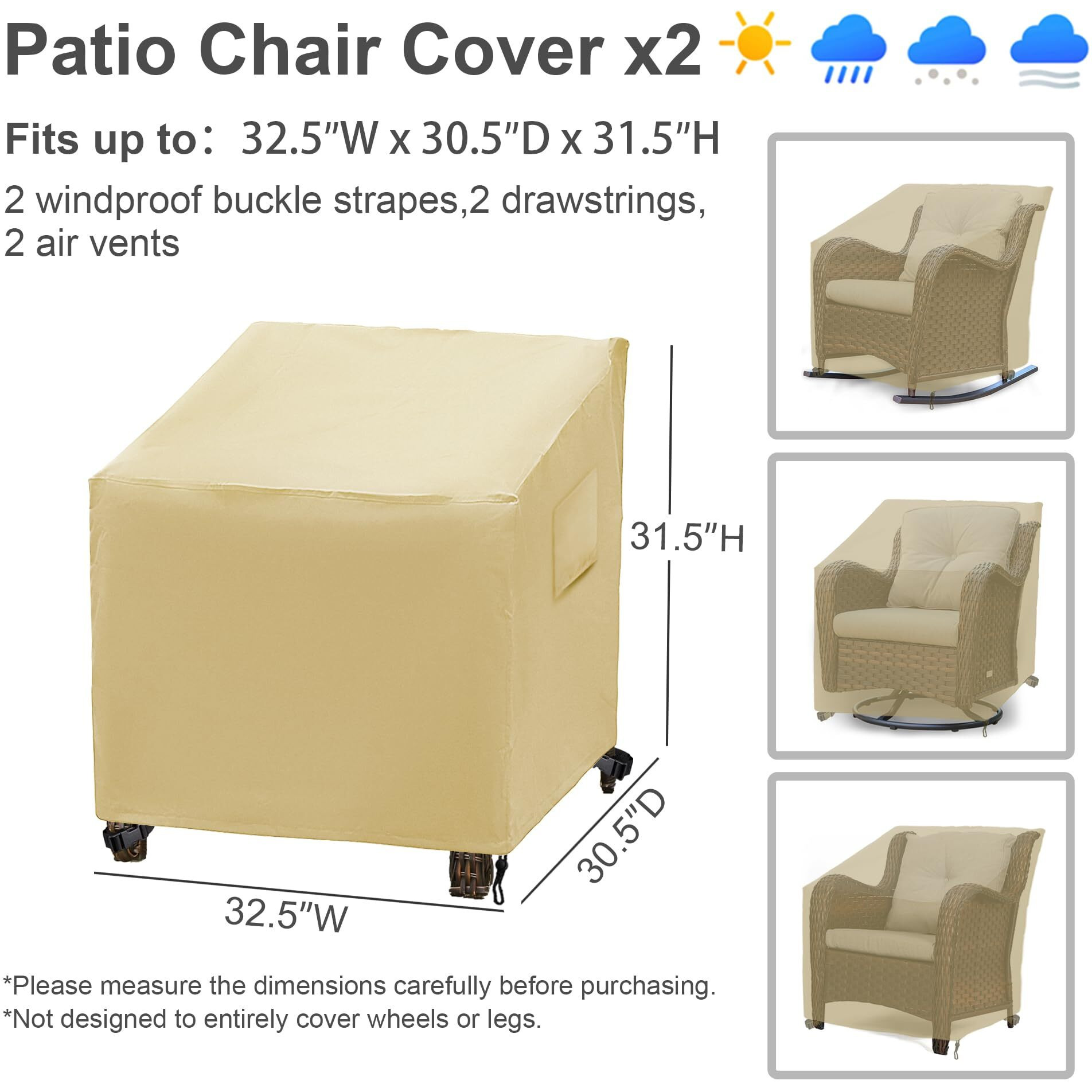 Baner Garden Patio Furniture Covers,Outdoor Furniture Cover Waterproof,Patio Furniture Set Covers For 4 Piece Outdoor Conversation Set,Patio Covers Set X-Large (Beige)