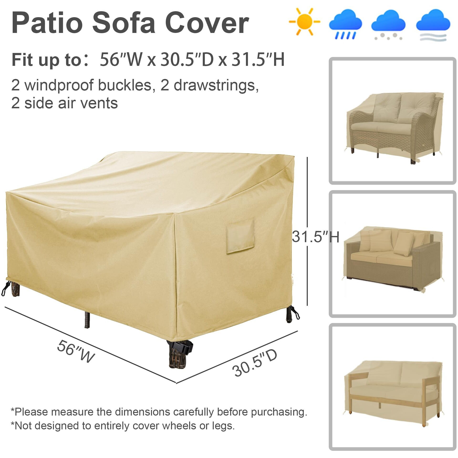 Baner Garden Patio Furniture Covers,Outdoor Furniture Cover Waterproof,Patio Furniture Set Covers For 4 Piece Outdoor Conversation Set,Patio Covers Set X-Large (Beige)