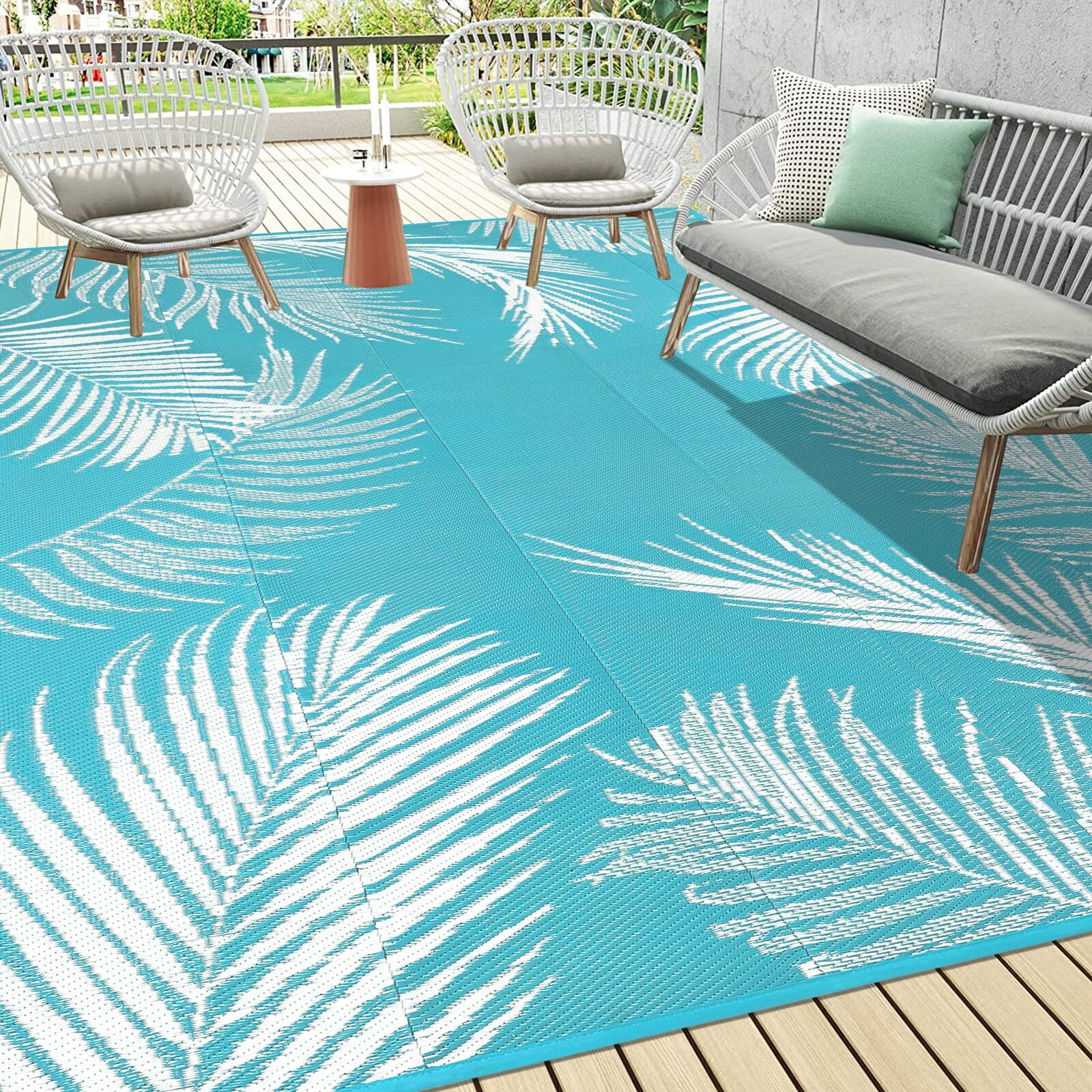 Pauwer Outdoor Rug Waterproof, 9'X12' Reversible Outdoor Plastic Straw Rug, Outdoor Patio Camping Rug Rv Mat, Indoor Outdoor Area Rugs Carpet For Patio, Rv, Picnic, Backyard, Deck, Balcony, Porch