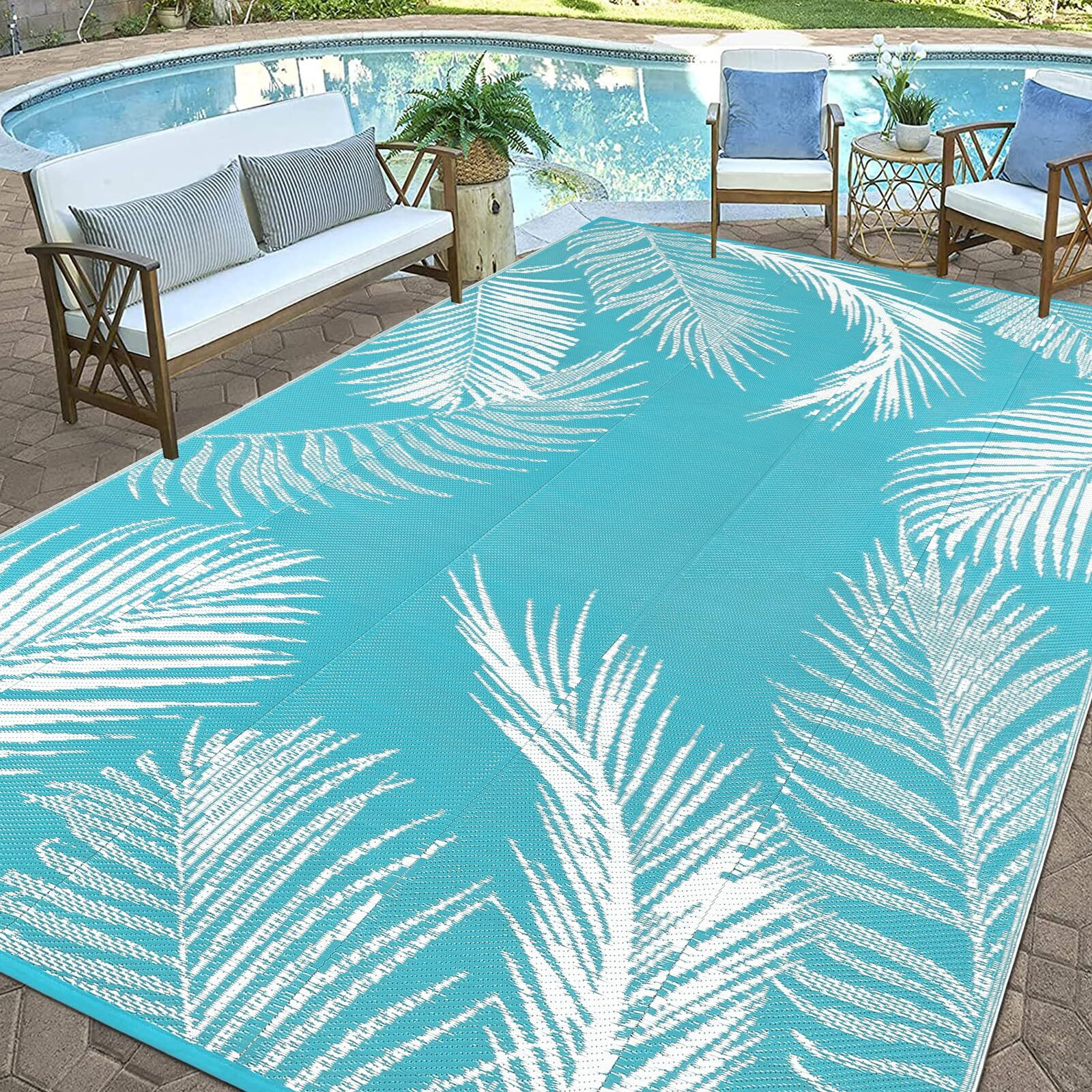 Pauwer Outdoor Rug Waterproof, 9'X12' Reversible Outdoor Plastic Straw Rug, Outdoor Patio Camping Rug Rv Mat, Indoor Outdoor Area Rugs Carpet For Patio, Rv, Picnic, Backyard, Deck, Balcony, Porch