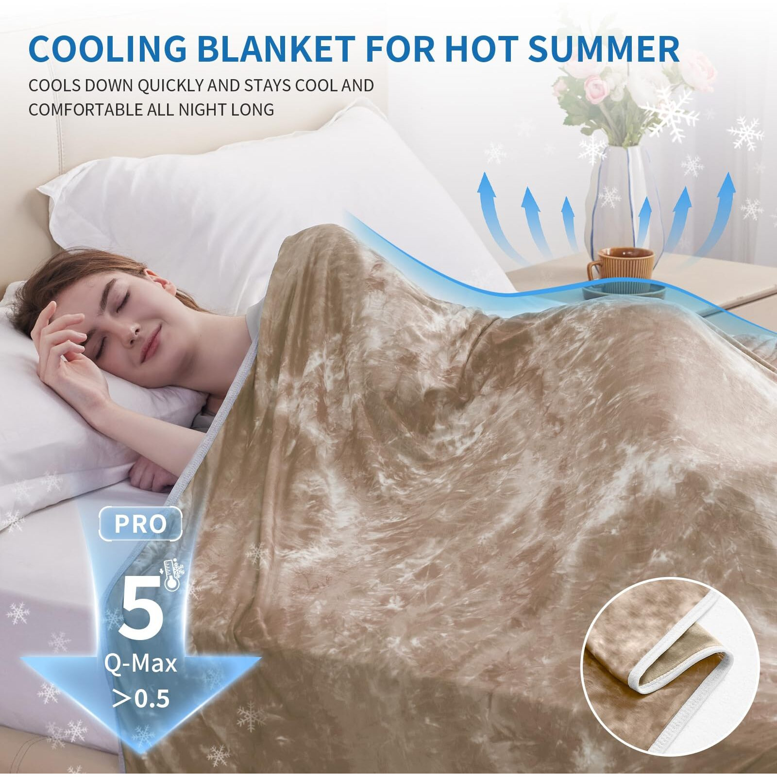 Guohaoi Cooling Blanket King Size (90"&quotX108"") Summer Blanket Tie Dye For Hot Sleepers Lightweight Breathable Bed Blanket, Arc-Chill Q-Max &gt0.5 Cool Fiber