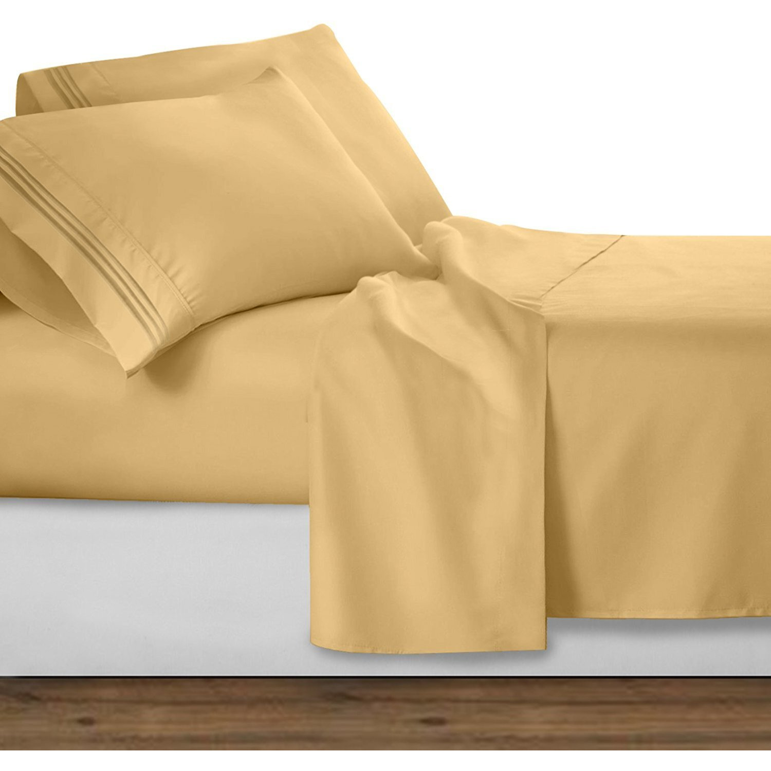 Clara Clark Premier 1800 Series 4Pc Bed Sheet Set - Queen, Camel Gold