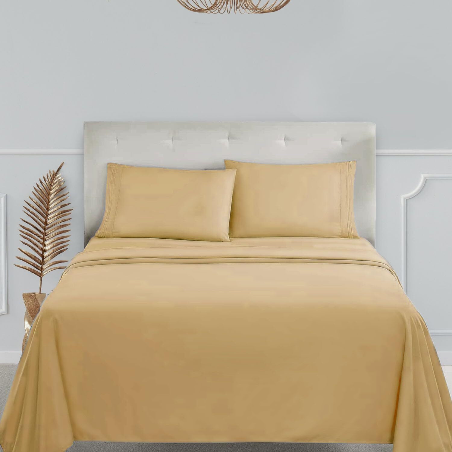 Clara Clark Premier 1800 Series 4Pc Bed Sheet Set - Queen, Camel Gold