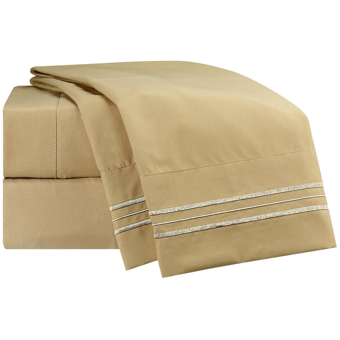 Clara Clark Premier 1800 Series 4Pc Bed Sheet Set - Queen, Camel Gold