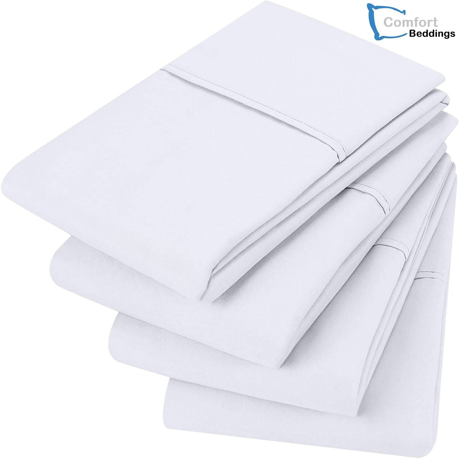 Comfort Beddings Queen Pillow Cases Set Of 4 White 100% Organic Cotton 600 Thread Count Premium White Cotton Pillowcases, Queen Pillowcase Pillow Covers, 20 X 30 Inch