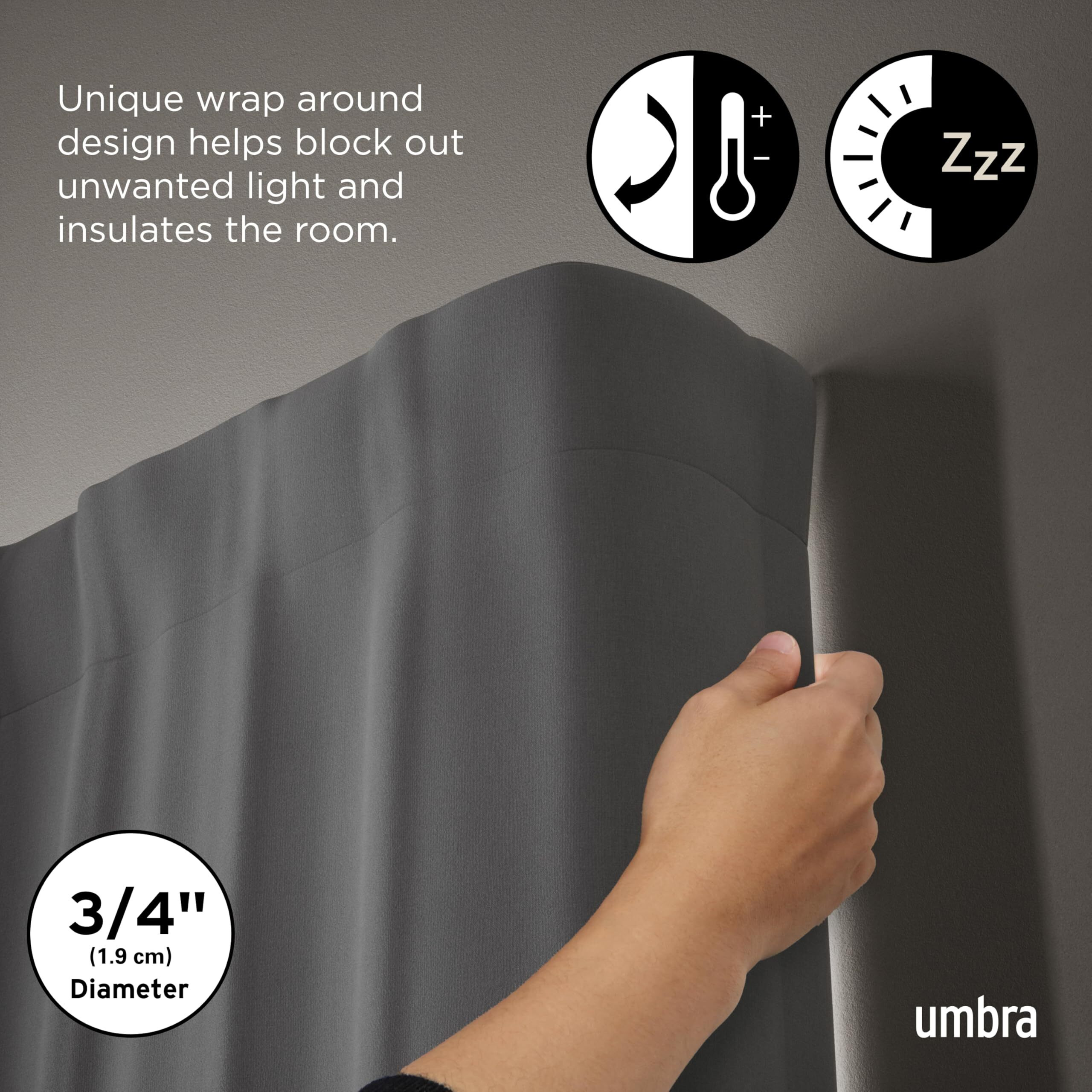 Umbra Twilight Curtain Rod Set - Wrap Around Design Ideal For Blackout Or Room Darkening Panels, 28 To 48 Inches, Gold