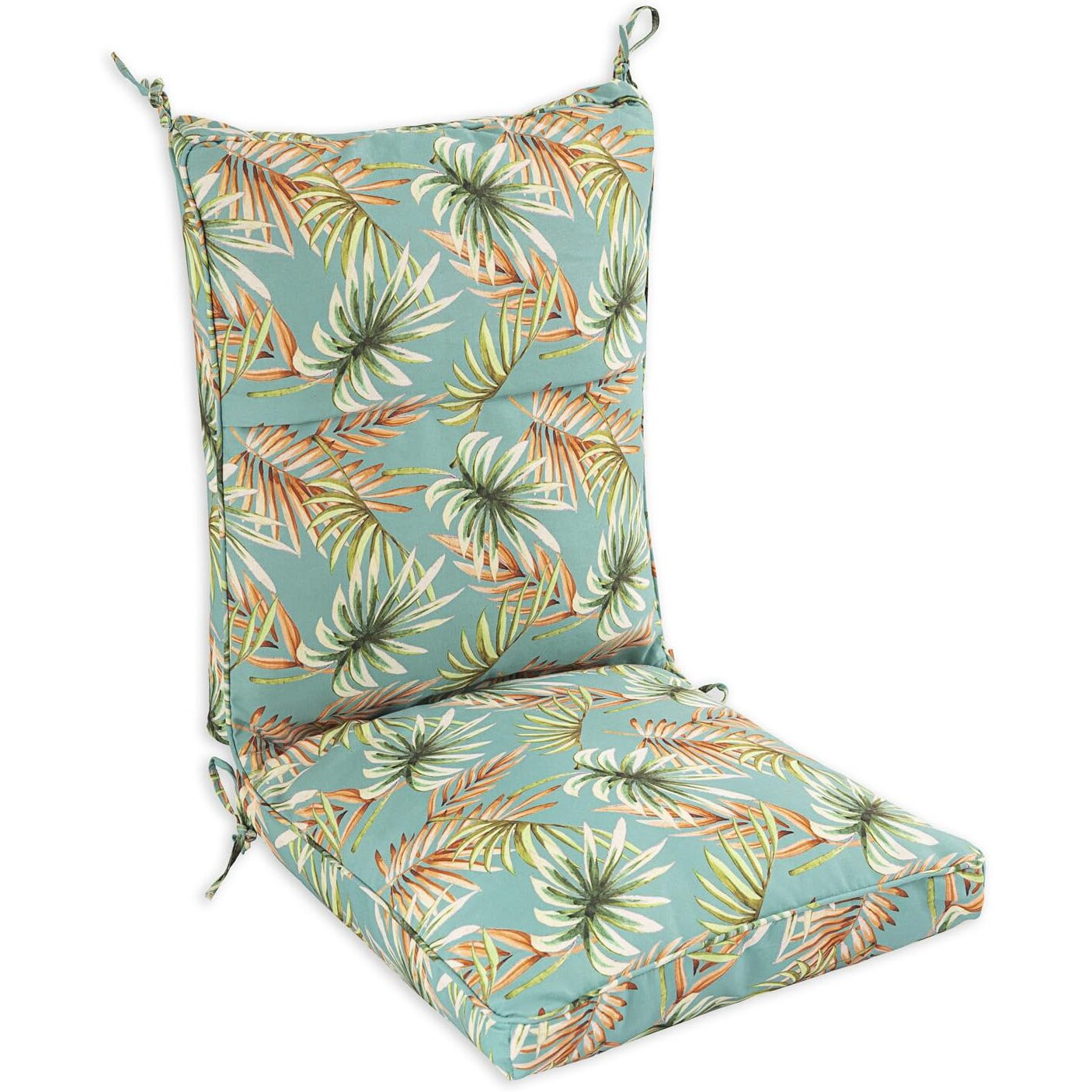 Makimoo Set Of 2 Outdoor Dining Chair Cushions, Comfort Patio Seating Cushions, 44 X21X4.5 Inch, Single Welt And Zipper, Verdant Leaf Canopy