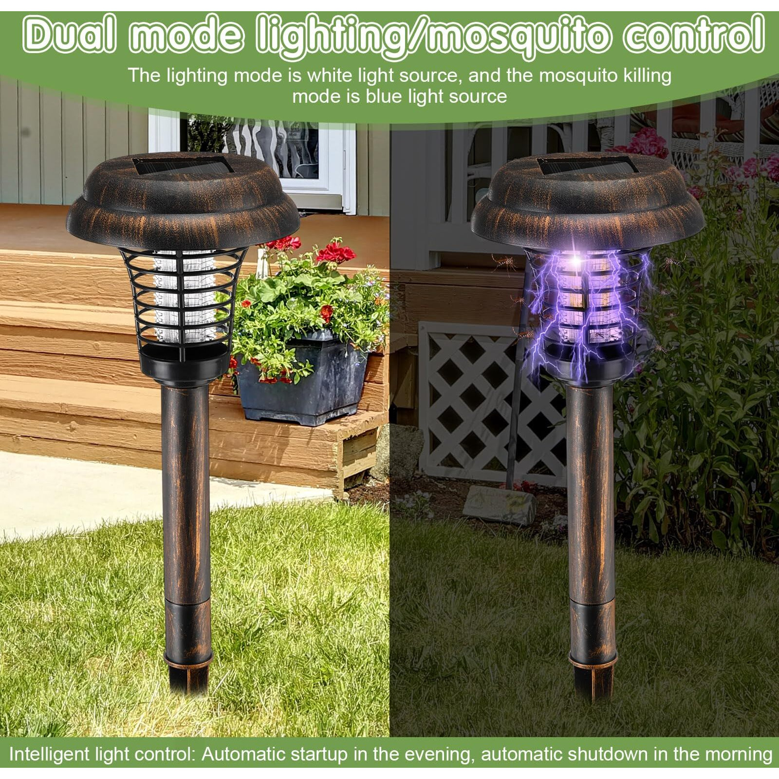 4 Pcs Solar Bug Zapper Waterproof Outdoor Mosquito Zapper Mosquito Killer And Lighting Mosquito Repellent Lamp For Indoor Outdoor Use Garden Patio, Purple And White Light (Silver, Stainless Steel)