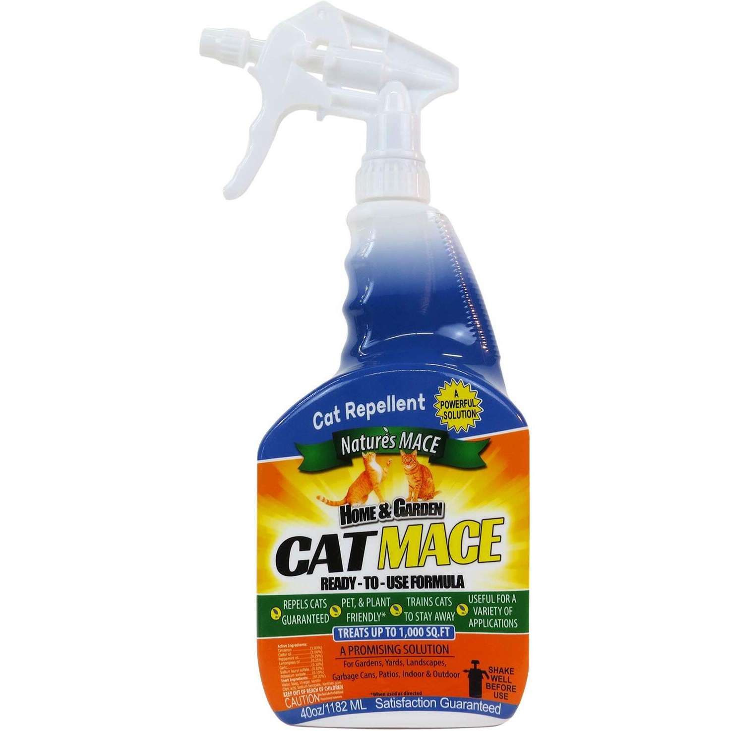 Nature's Mace Cat Repellent Spray, 40 Ounce, Cat Repellent Spray, Keep Cats Out, Train Your Cat To Stay Out, Cat Training Tool, Cat Repellent Indoor & Outdoor, Cat Scratch Deterrent, Peppermint Scent