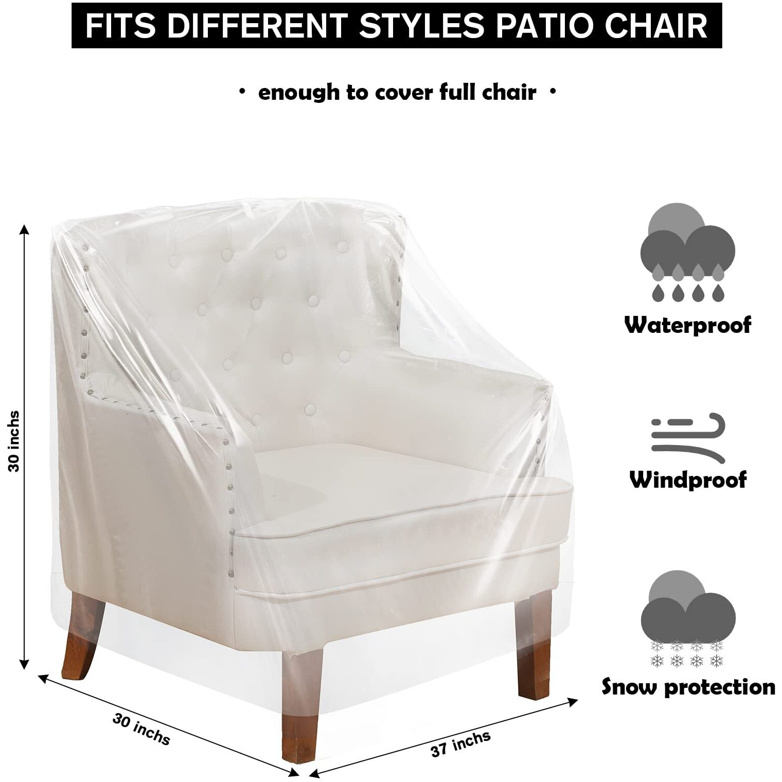 Tudomro 8 Pcs Outdoor Plastic Chair Cover Waterproof Armchair Cover Clear Dust Proof Plastic Couch Cover For Furniture Sofa Chair Couch Recliner Furniture Storage And Moving, 37 X 30 X 30 Inch