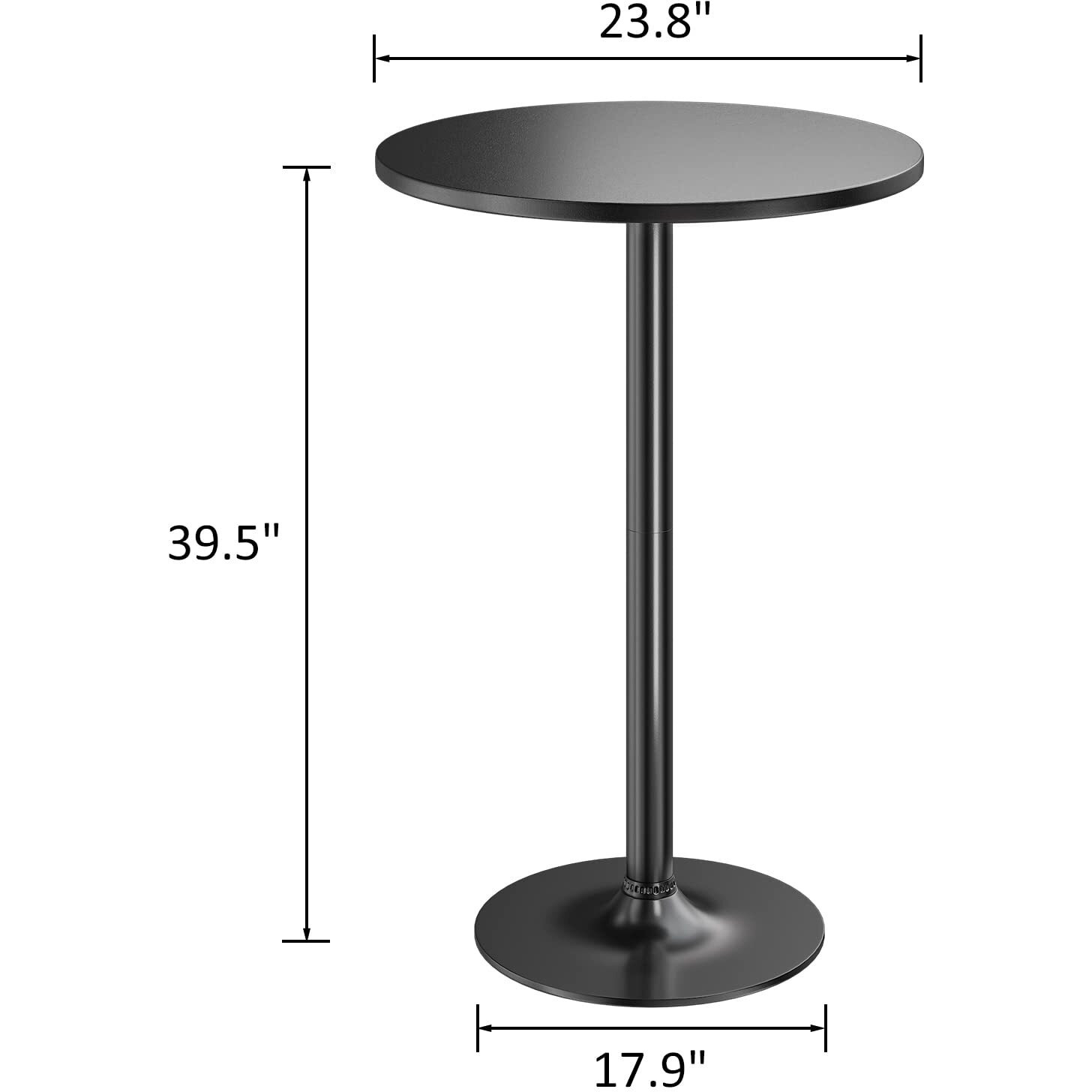 Furmax Bistro Pub Table 2 Pack Round Bar Height Cocktail Table Metal Base Mdf Top Obsidian Table With Black Leg 23.8-Inch Top, 39.5-Inch Height (Black)