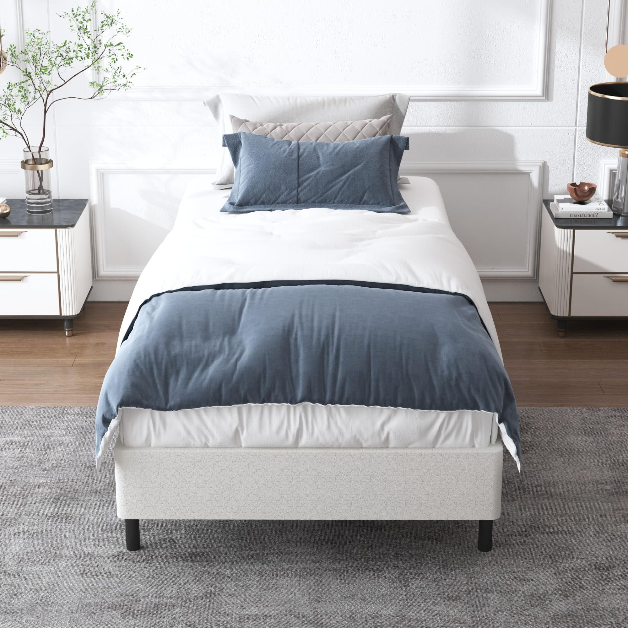 Xinxinyan Box Spring Twin 4 Inch, Heavy Duty Boxspring Twin, Sturdy Box Spring Only, Easy Assembly, Noise Free