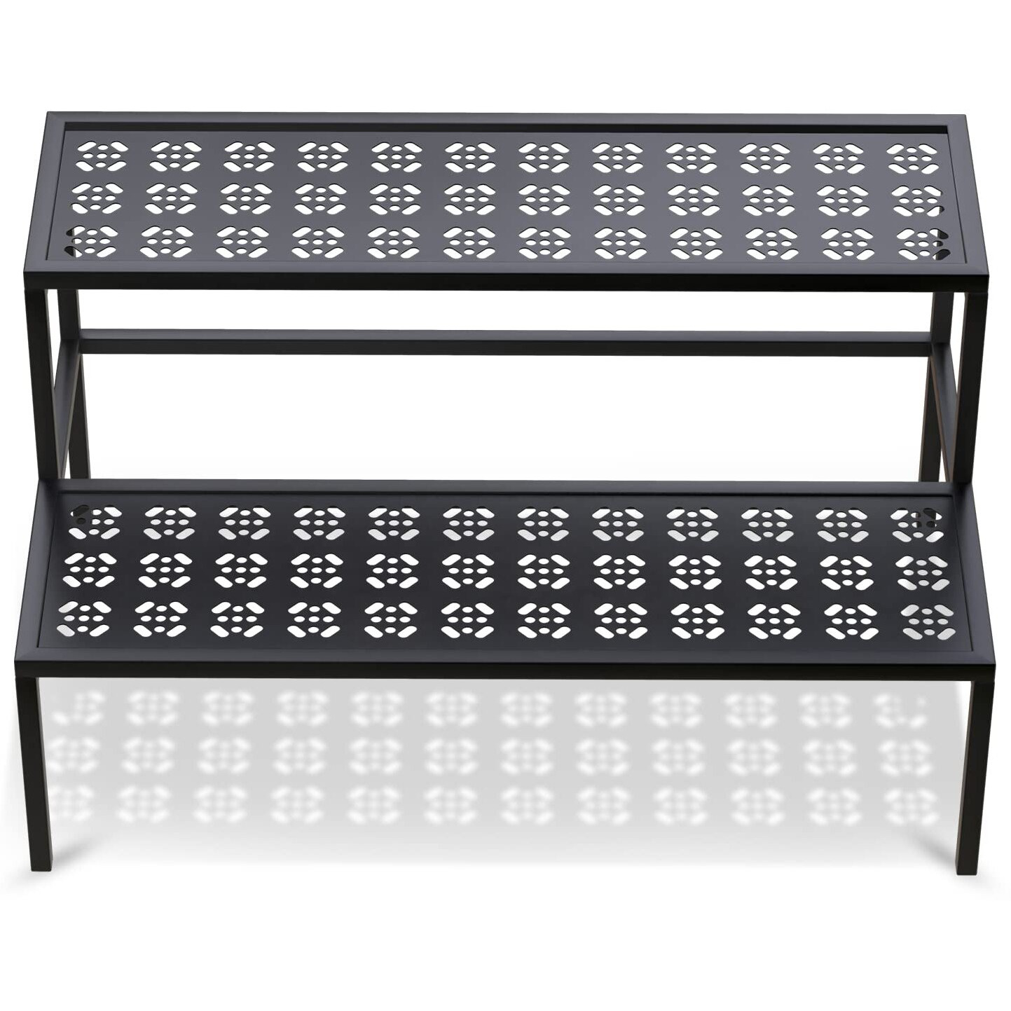 Metal Plant Stand Metal 2 Tier Potted Multiple Flower Pot Holder Plant Shelf Indoor Plants Multiple,Outdoor Heavy Duty Planter Display Shelving Unit For Patio Garden Corner Balcony Living Room