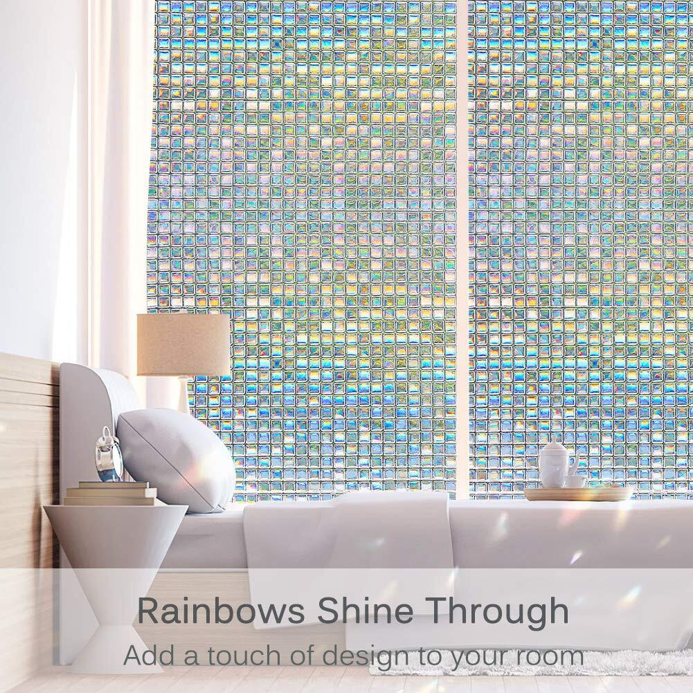 Volcanics Window Privacy Film Static Window Clings Vinyl 3D Window Decals Window Stickers Rainbow Window Film For Glass Door Home Heat Control Anti Uv 35.4 X 78.7 Inches
