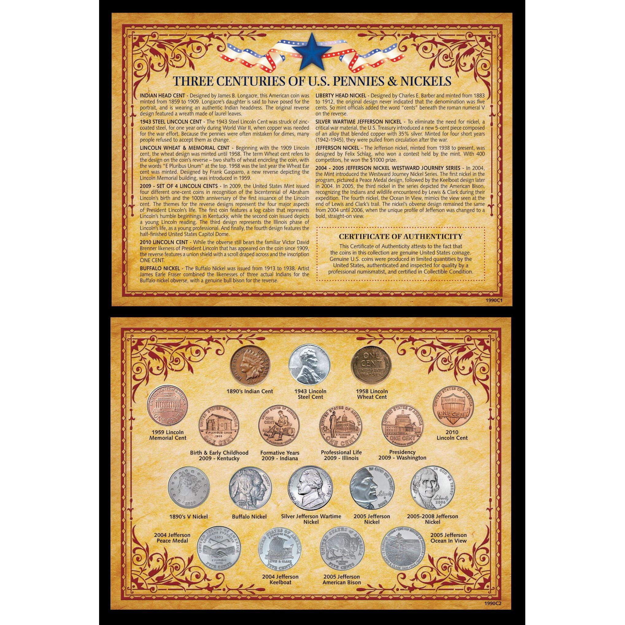 American Coin Treasures 1990 Three Centuries Of U.S. Pennies & Nickels