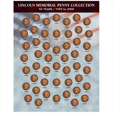 American Coin Treasures 1729 Lincoln Memorial Penny Collection 1959-2008