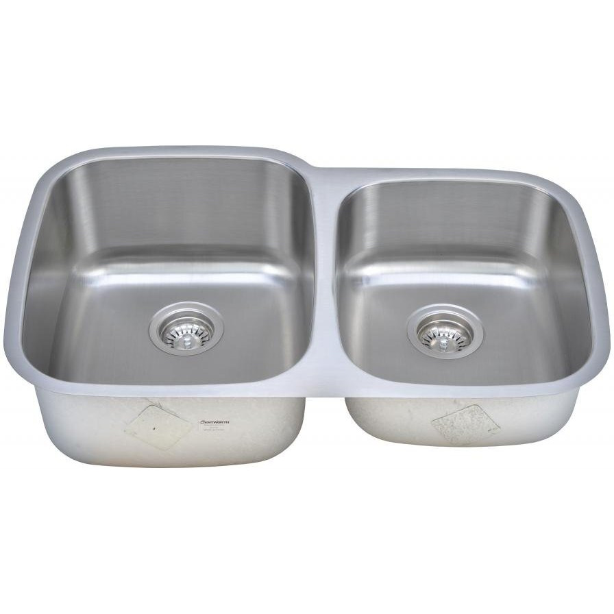 Wells Sinkware Cmu3221-97 32 In. 18 Gauge Undermount 60-40 Double Bowl Stainless Steel Kitchen Sink