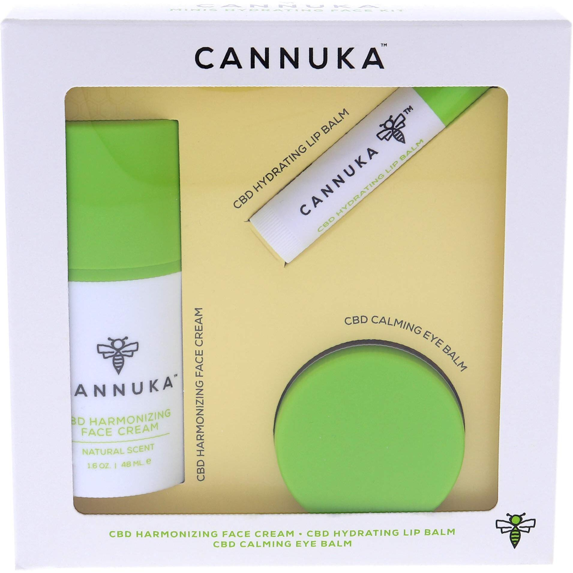 Hydrating Face Kit By Cannuka For Women - 3 Pc Kit 1.6 Oz Harmonizing Face Cream, 0.17 Oz Calming Eye Balm, 0.15 Oz Hydrating Lip Balm