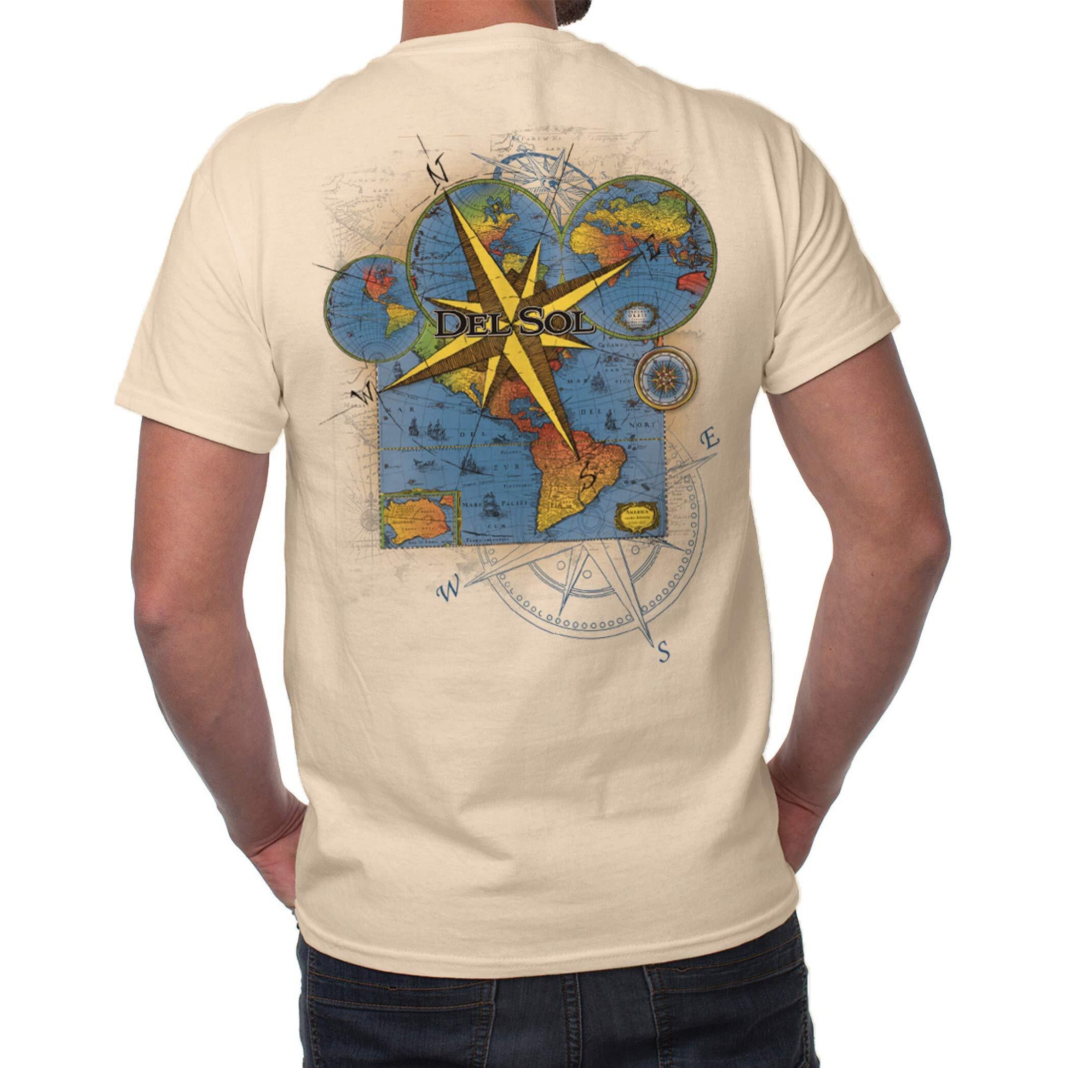 Men Classic Crew Tee - Lost Atlas - Beige By Delsol For Men - 1 Pc T-Shirt (2Xl)