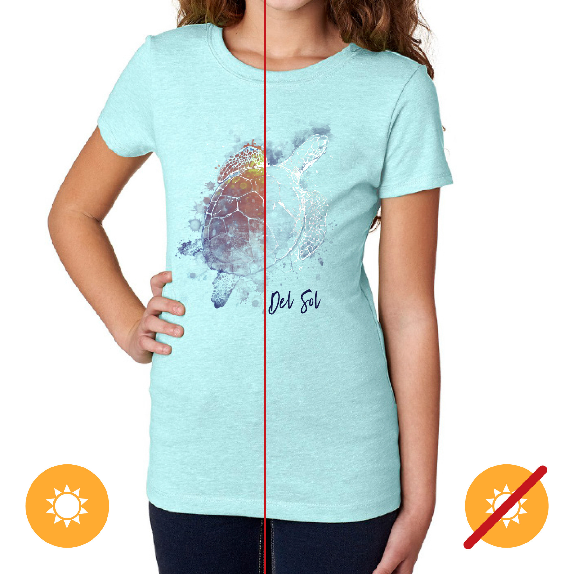 Kids Crew Tee - Turtle Splash - Ice Blue By Delsol For Kids - 1 Pc T-Shirt (Yxs)