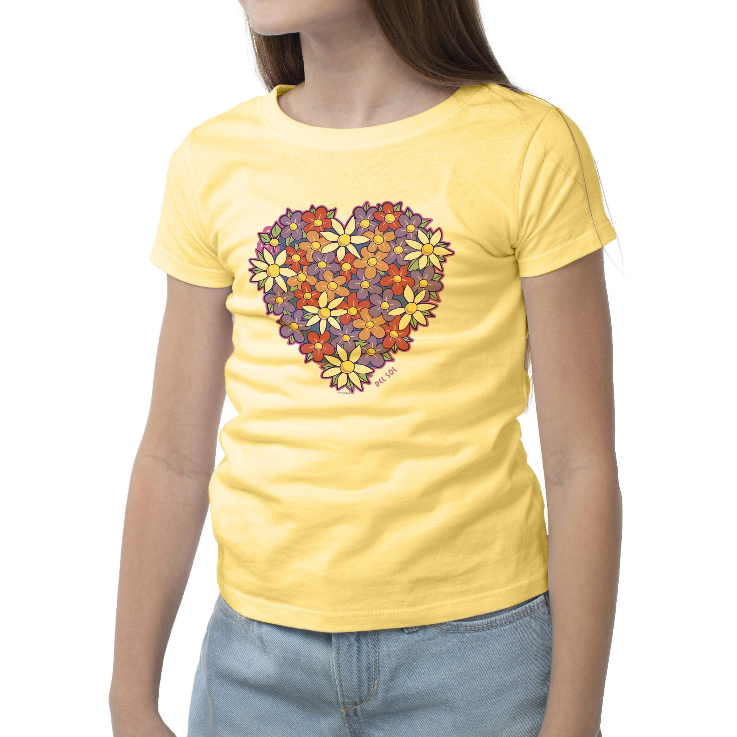 Kids Crew Tee - I Heart Flowers By Delsol For Kids - 1 Pc T-Shirt (Yxl)