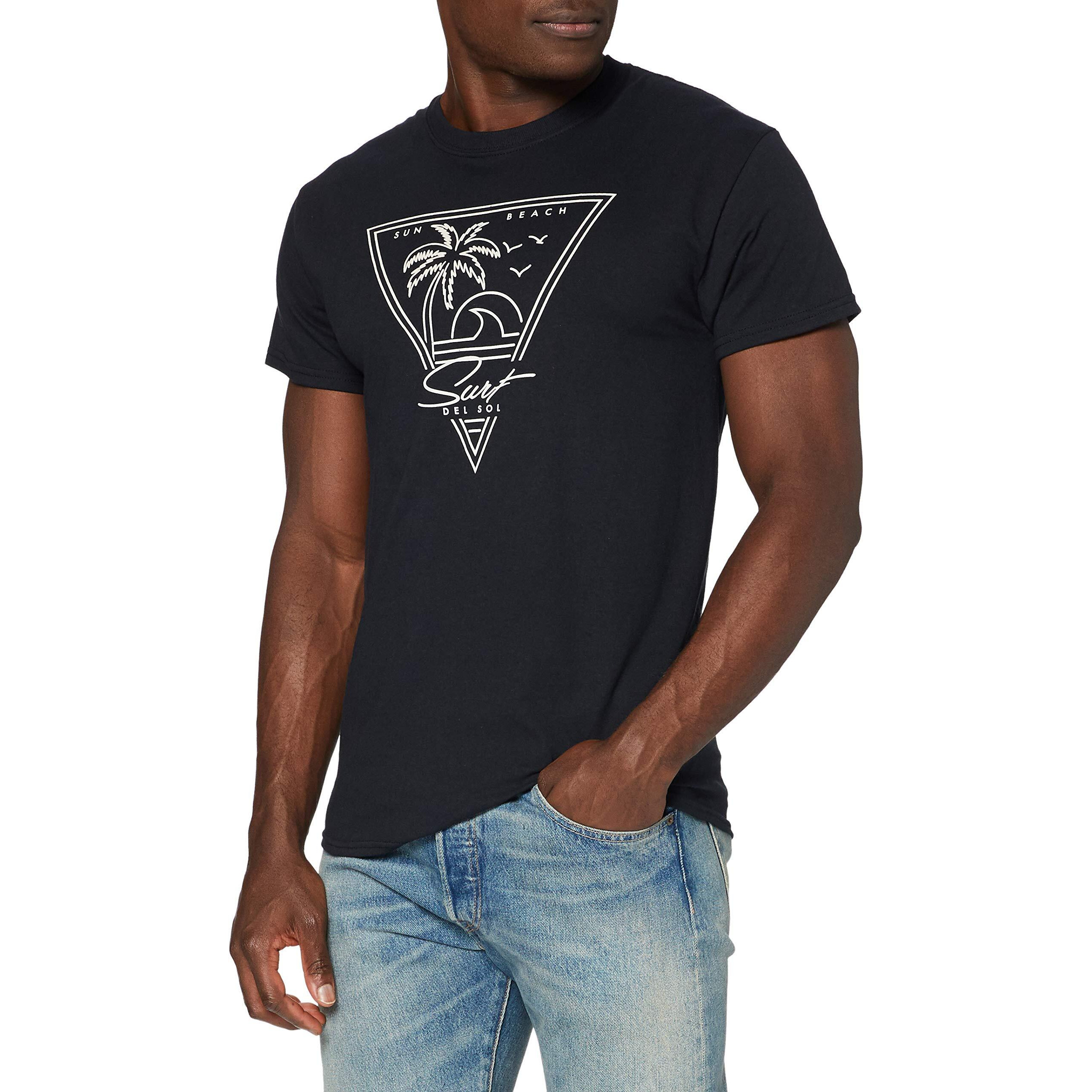 Men Crew Tee - Surf Sun Beach - Black By Delsol For Men - 1 Pc T-Shirt (2Xl)