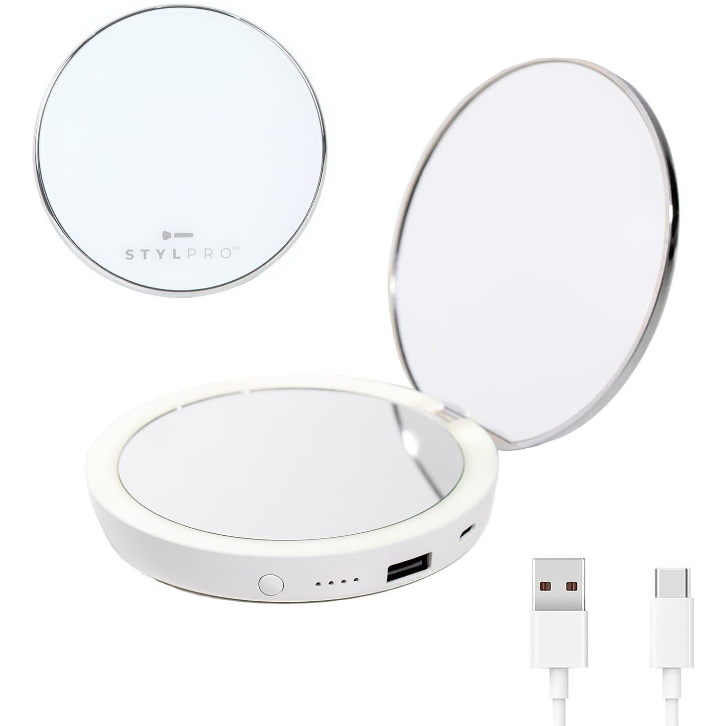 Stylpro Flip N Charge Power Bank Compact Led Mirror By Stylideas For Women - 1 Pc Mirror