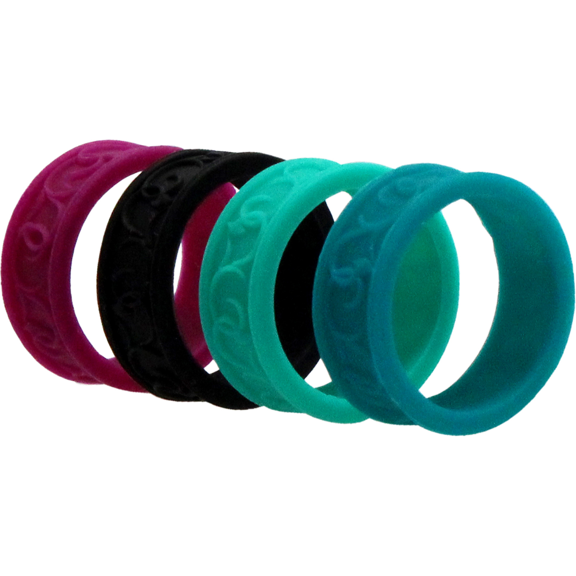 Silicone Wedding Flower Ring Set - Multicolor By Roq For Women - 4 X 4 Mm Ring