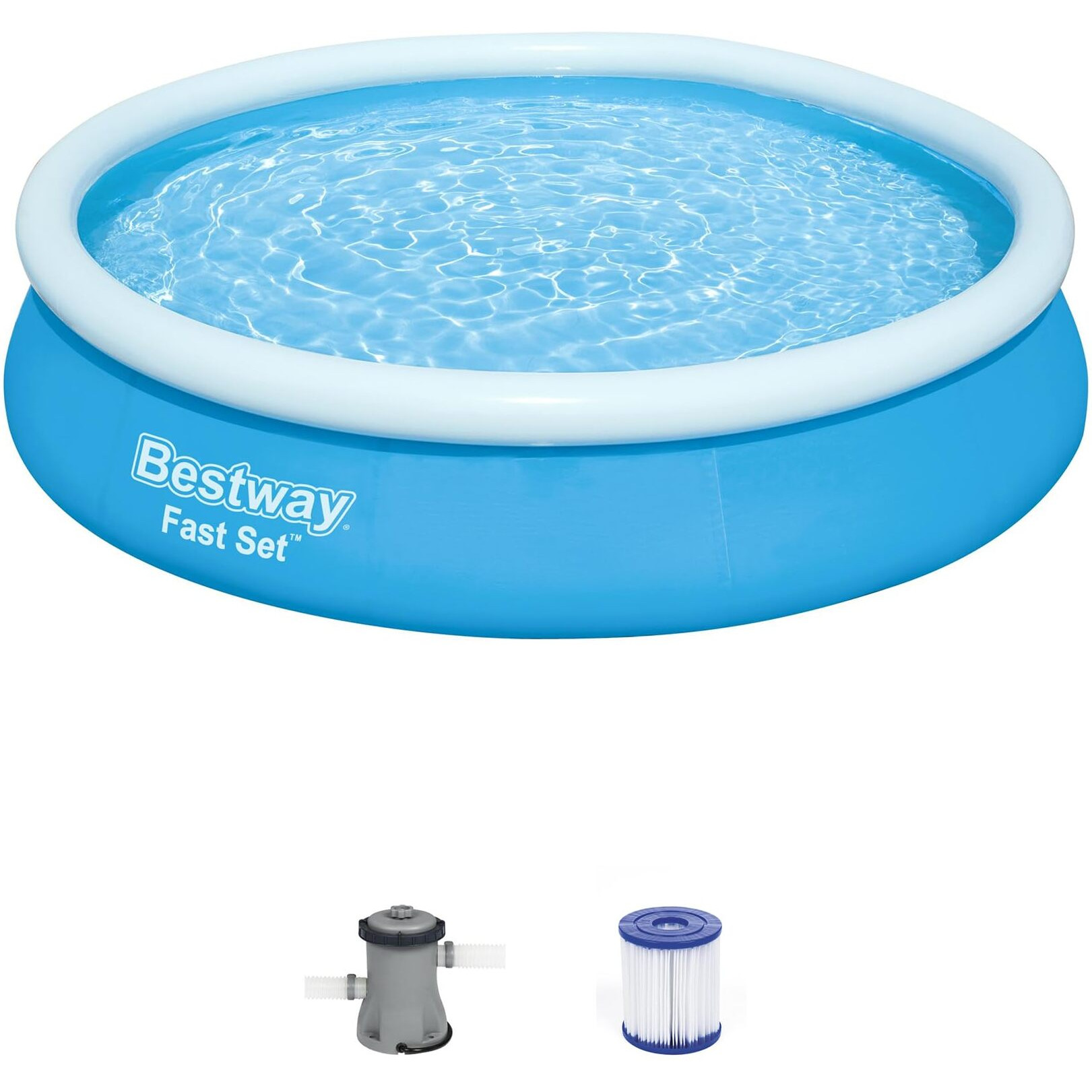 Bestway 57275E Fast Set Up 12Ft X 30In Inflatable Above Ground Swimming Pool W/330 Gph Filter Pump