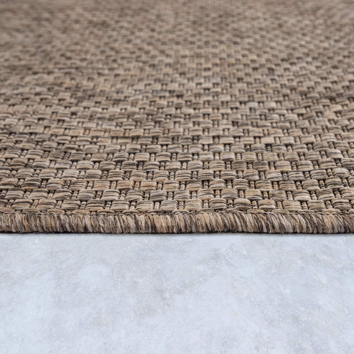 Solid Outdoor Rug For Patio Or Balcony Weatherproof In Mottled Brown, Size 6'7"" X 9'2""
