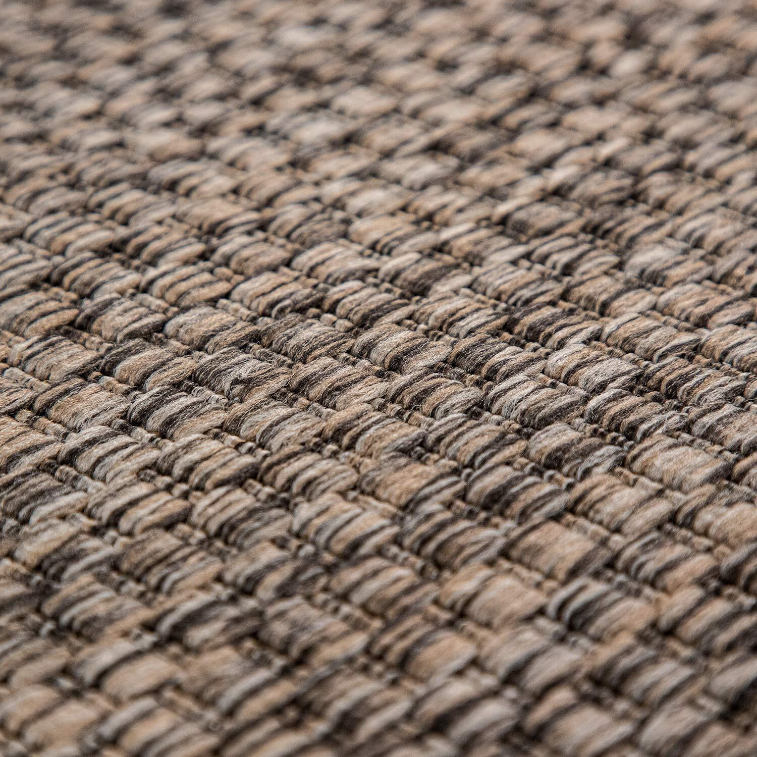 Solid Outdoor Rug For Patio Or Balcony Weatherproof In Mottled Brown, Size 6'7"" X 9'2""