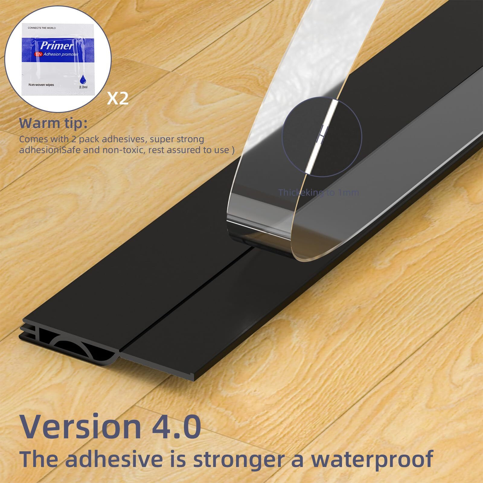 Door Draft Stopper, Door Sweep For Bottom Of Door, Weather Stripping Door Seal, Under Door Gap Filler, Under Door Draft Blocker Soundproof/Insulator, Door Stoppers (Black, 39)