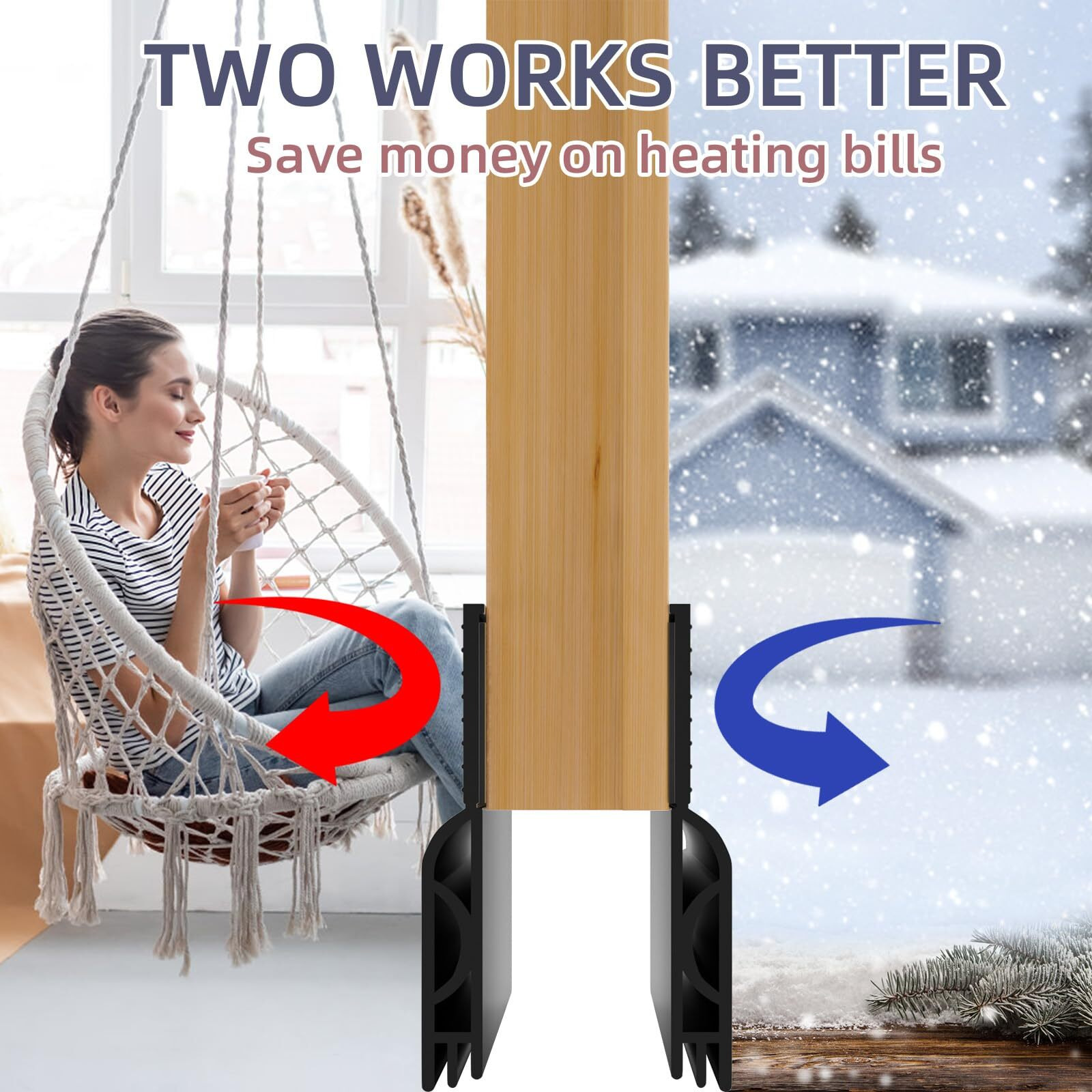 Door Draft Stopper, Door Sweep For Bottom Of Door, Weather Stripping Door Seal, Under Door Gap Filler, Under Door Draft Blocker Soundproof/Insulator, Door Stoppers (Black, 39)
