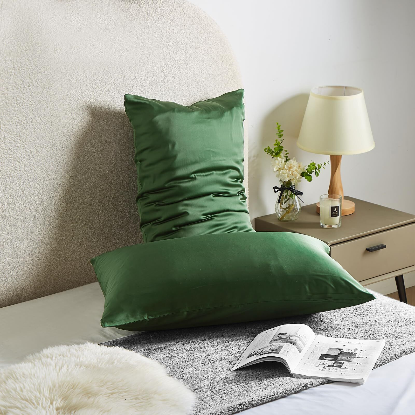 Silk Pillow Cases For Hair And Skin Mulberry Silk Pillow Cases Soft Breathable Smooth Both Sided Natural Silk Pillow Cases With Zipper Beauty Sleep Silk Pillowcase 1 Pack For Gift(Standard,Green)