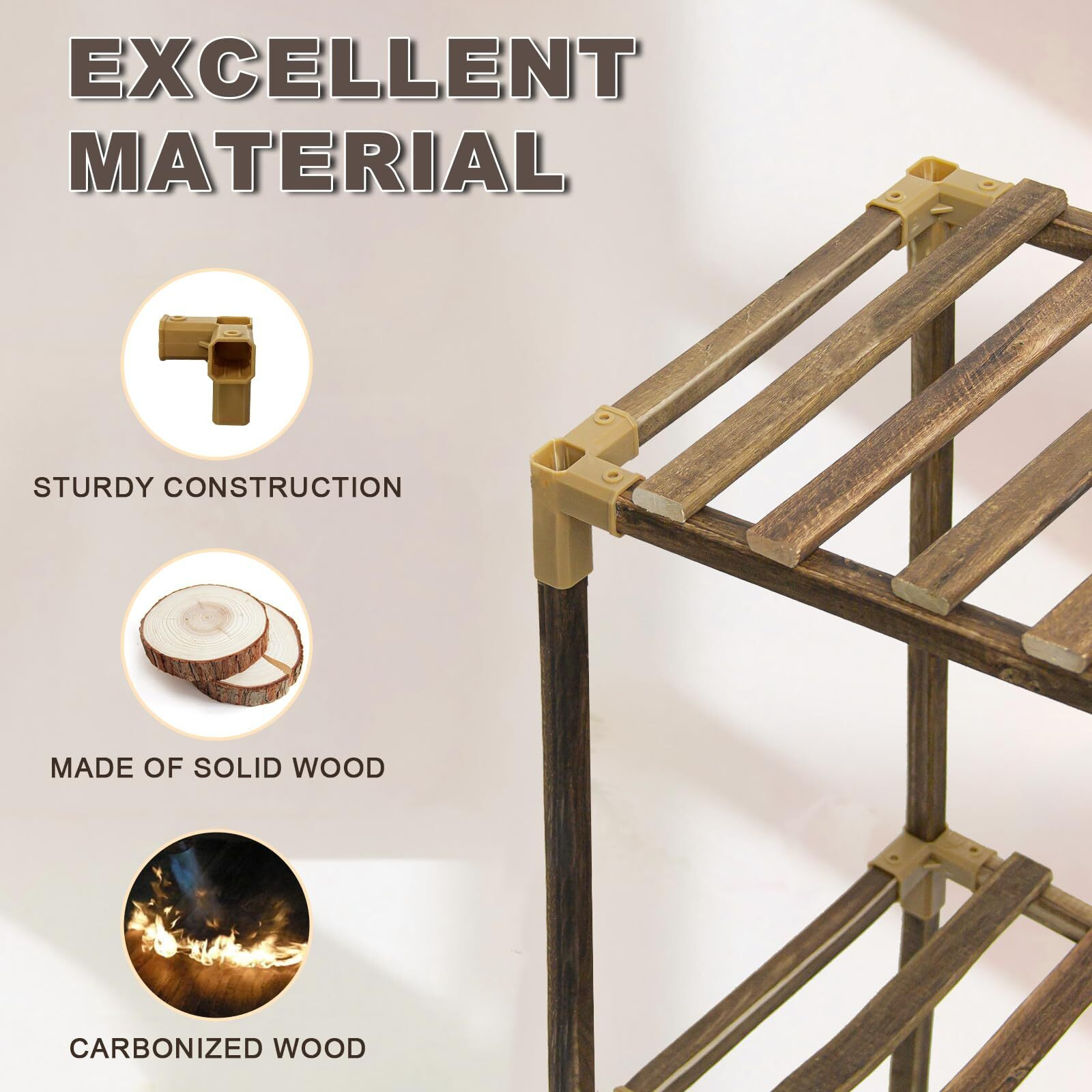 Twocorn Plant Stand Indoor, 3-Tier Outdoor Wood Plant Stand For Multiple Plants, Accommodates 7 Potted Plants, Ideal For Room Corners, Balconies, Gardens, And Plant Gardening Gifts