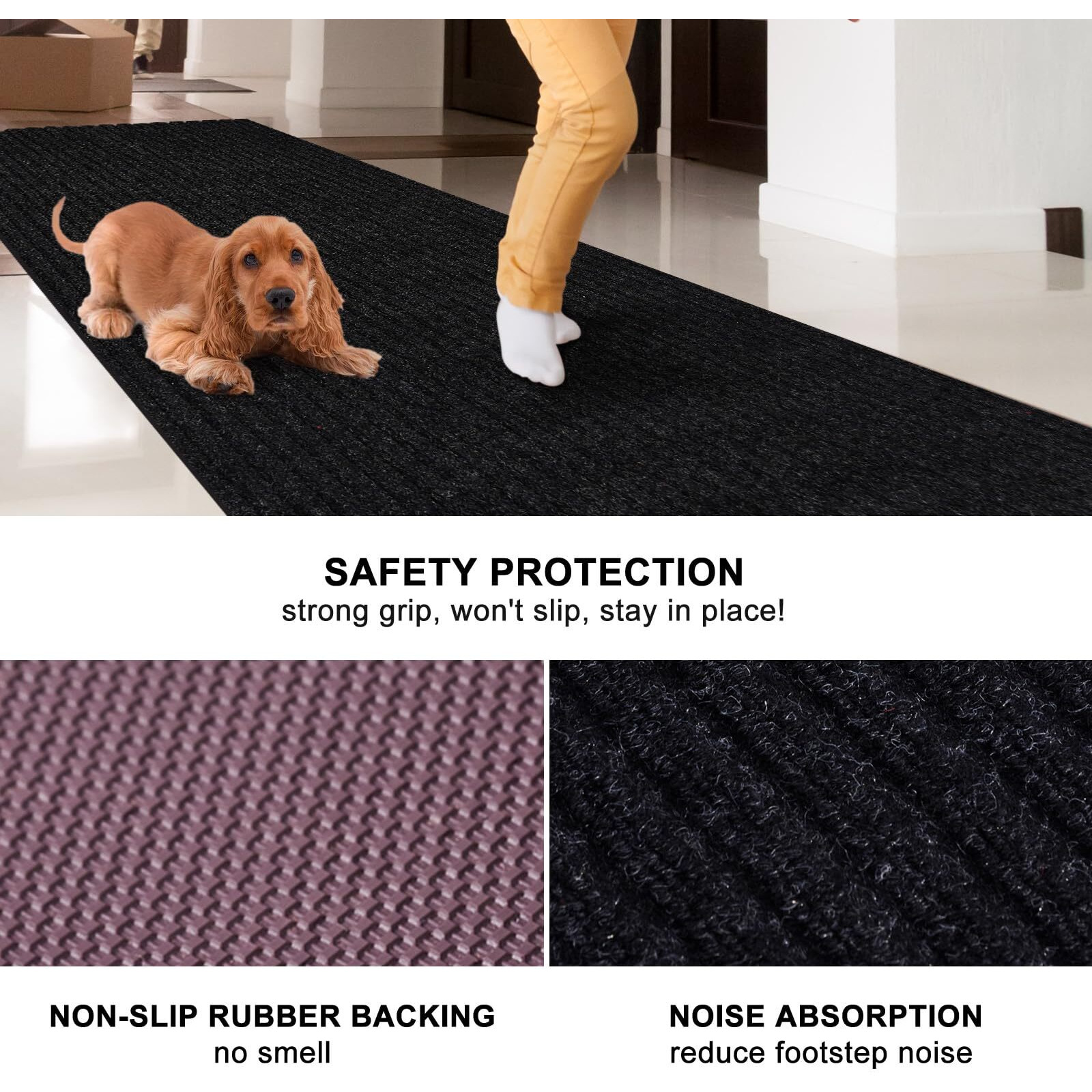 Bestvue 3' X 6' Runner Rugs With Rubber Backing, Outdoor Indoor Utility Non Slip Carpet Rug Runner For Hallway, Custom Size Area Rugs Mat For Entryway Balcony Patio Kitchen Garage Stair Laundry