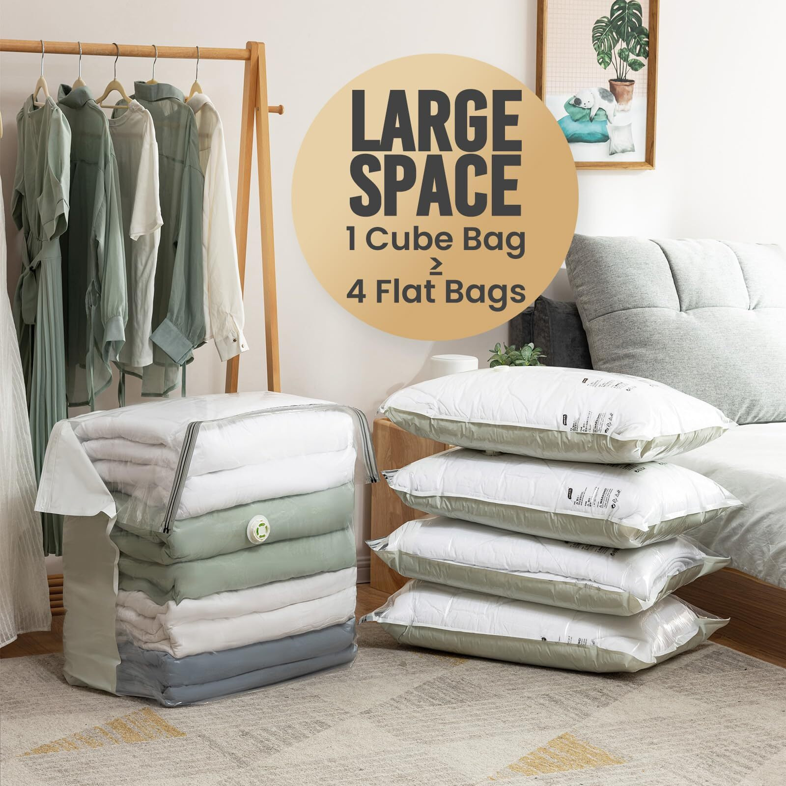 Taili Vacuum Storage Bags 4 Pack Space Saver Bag, Extra Large Cube 40X28X18X18 Inch, Wider Vacuum Sealed Storage Bag For Bedding Comforter Quilt Space Bags Vacuum Bags