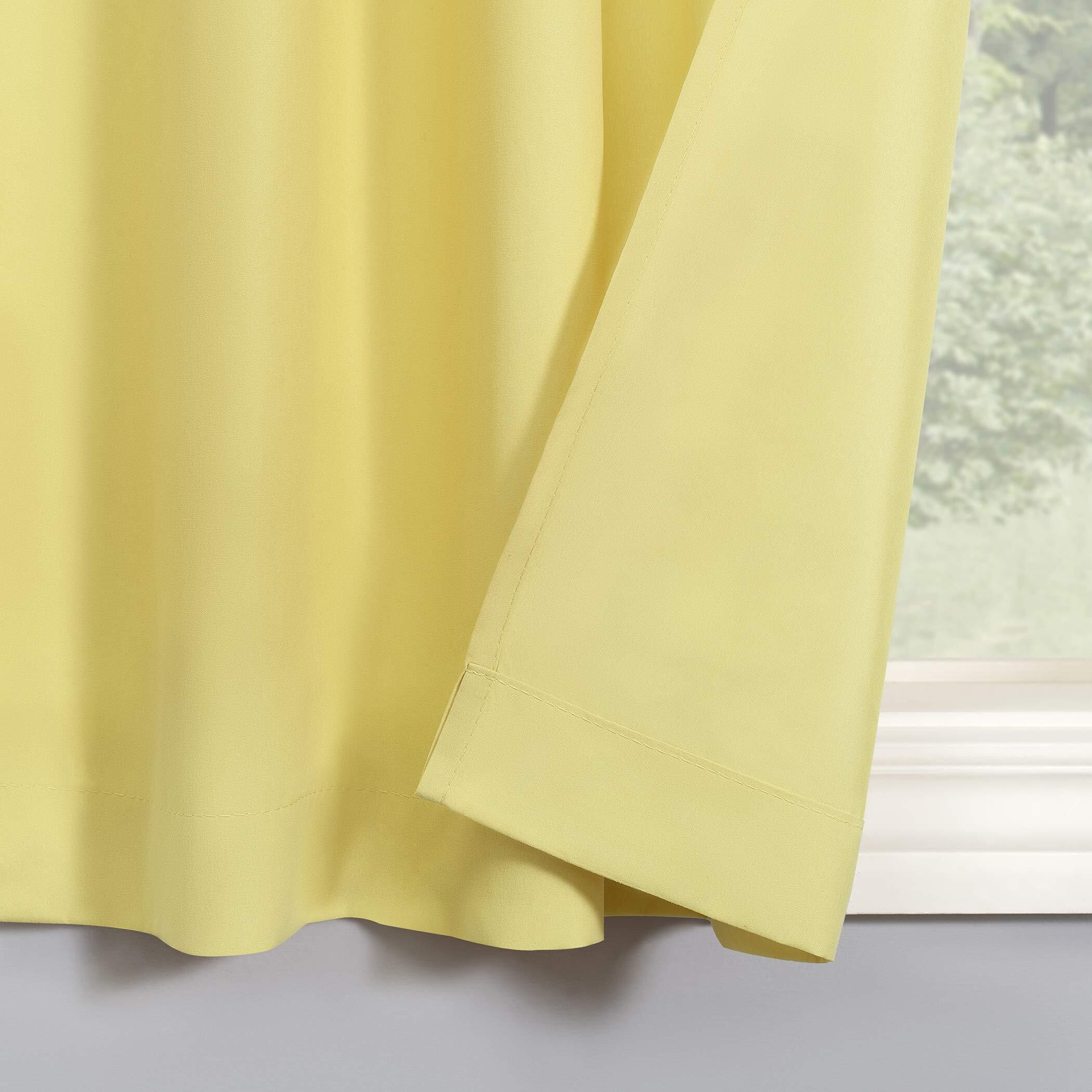 No. 918 Martine Microfiber Semi-Sheer Rod Pocket Kitchen Curtain Valance And Tiers Set, 54"" X 24"", Yellow