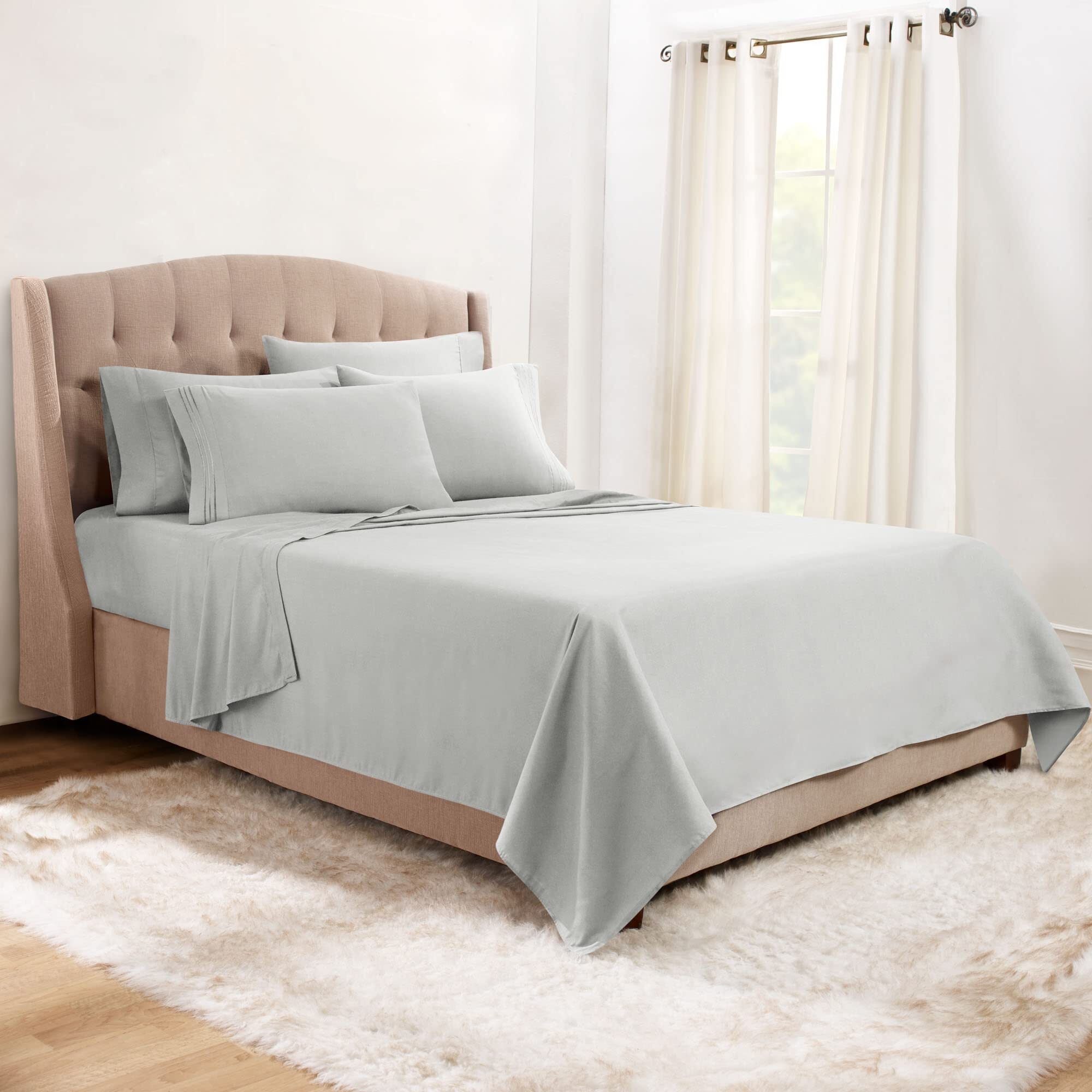 Clara Clark Queen Sheets, 6 Piece Set - Hotel Luxury Sheets For Queen Size Bed, Super Soft Bedding Sheets & Pillowcases, Queen Size Sheets, Silver