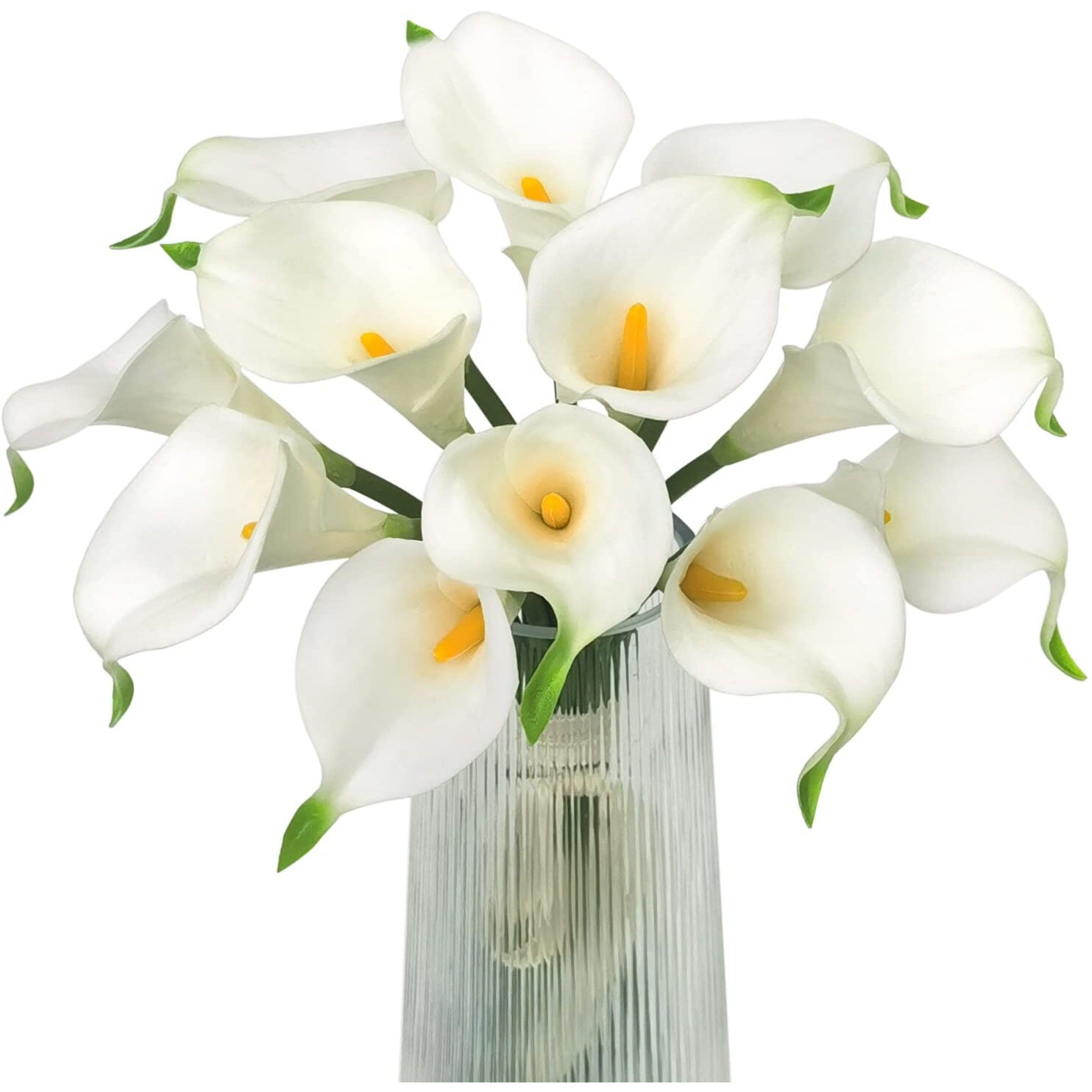 Letjolt Artificial Calla Lily White Flowers 12Pcs Fake Flower Bouquet For Home Decoration Wedding Party Decor, Yellow White