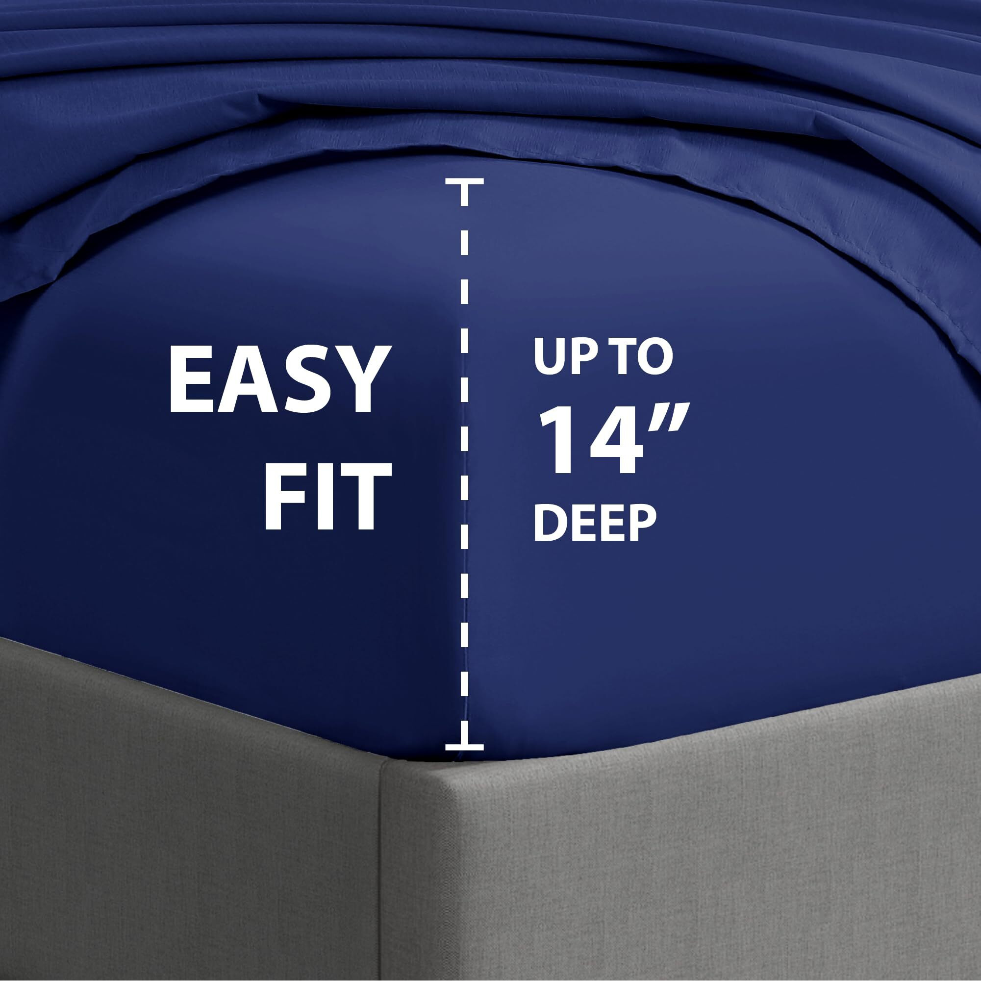 Cathay Home Essentials Ultra Soft Hypoallergenic Wrinkle Resistant Double Brushed Microfiber Bedding Sheet Set, Royal Blue, King